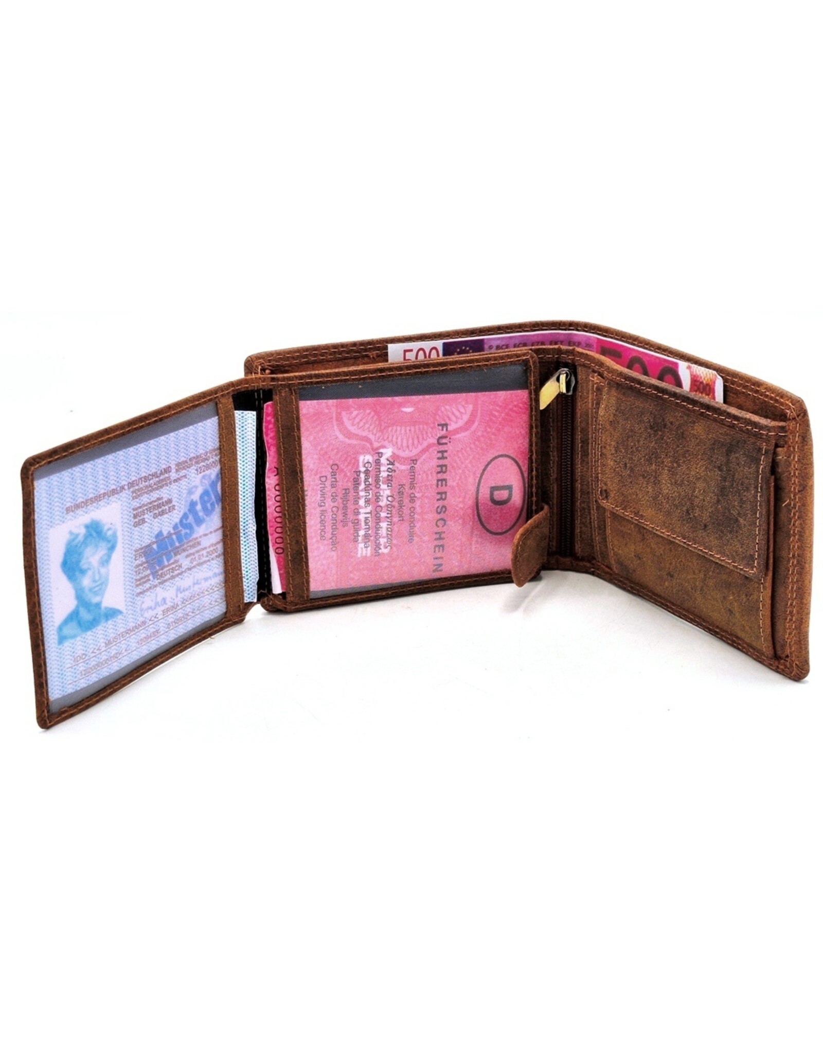 Leather Fox Leren Portemonnees - Leren Portemonnee met Adelaarskop (horizontaal)