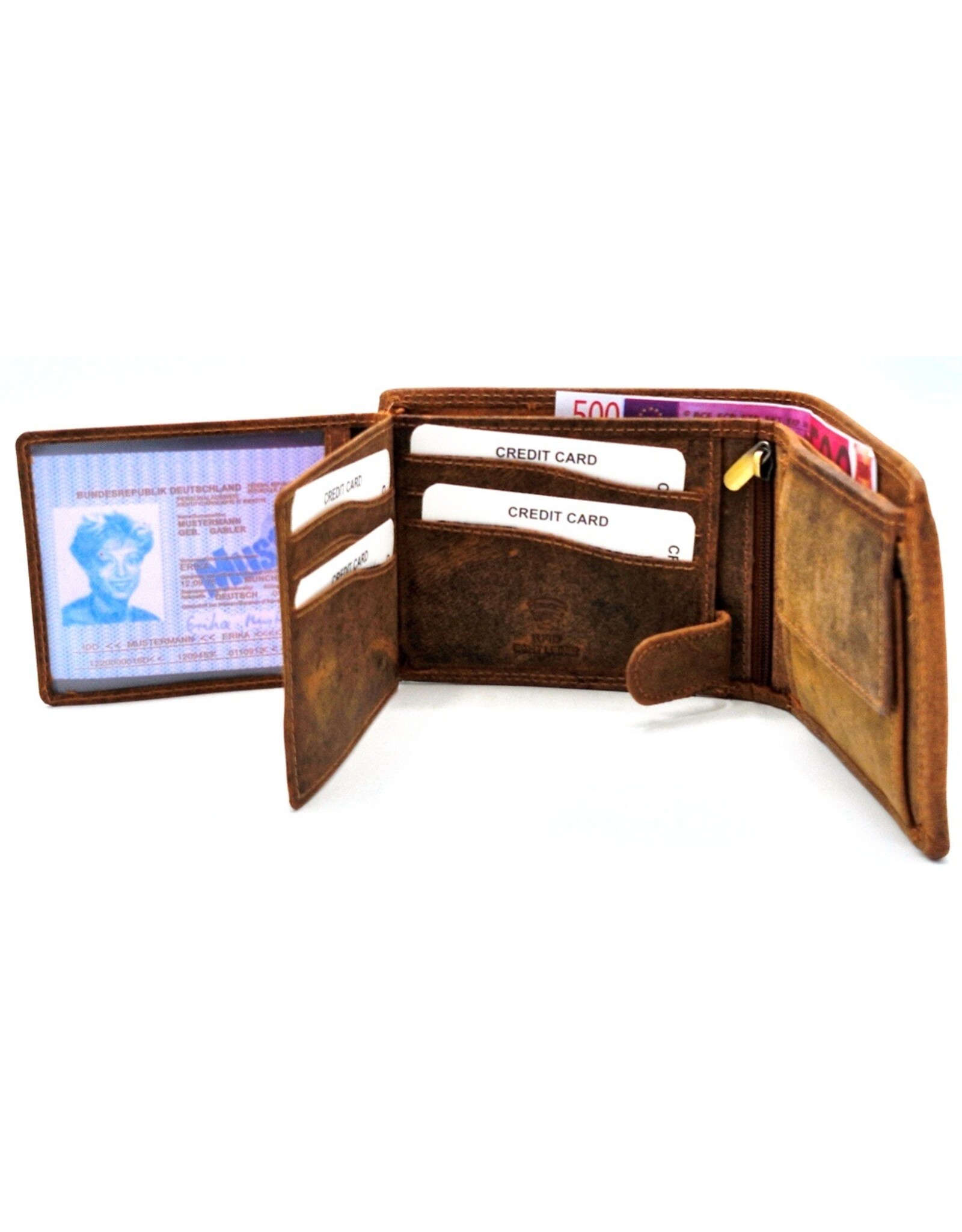 Leather Fox Leather Wallets - Leather Wallet with Eagles head (horizontal)