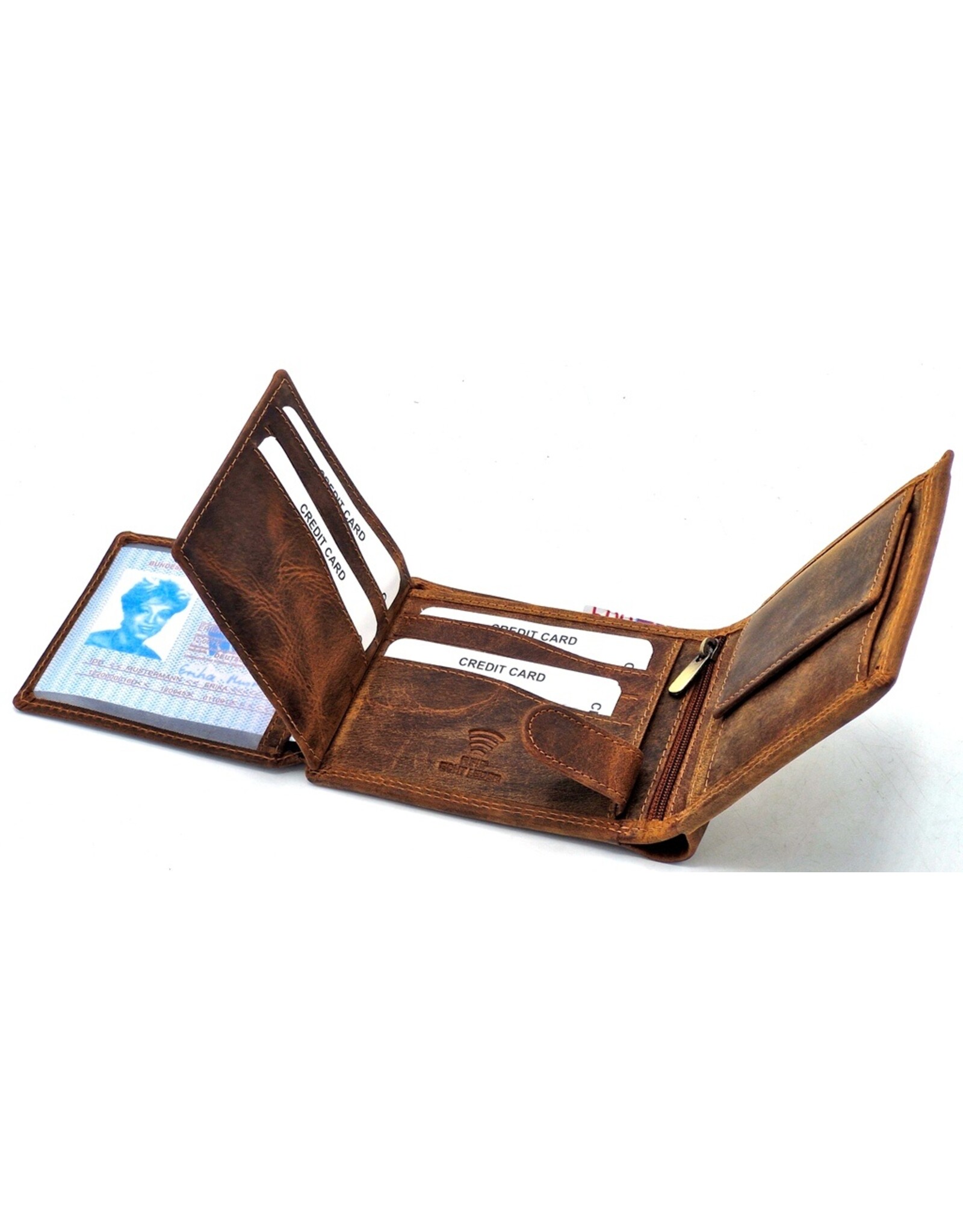 Leather Fox Leren Portemonnees - Leren Portemonnee met Uil (horizontaal)