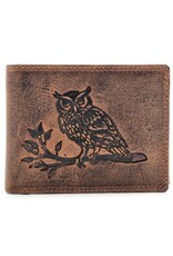 Leather Fox Leather Wallets - Leather Wallet with Owl (horizontal)