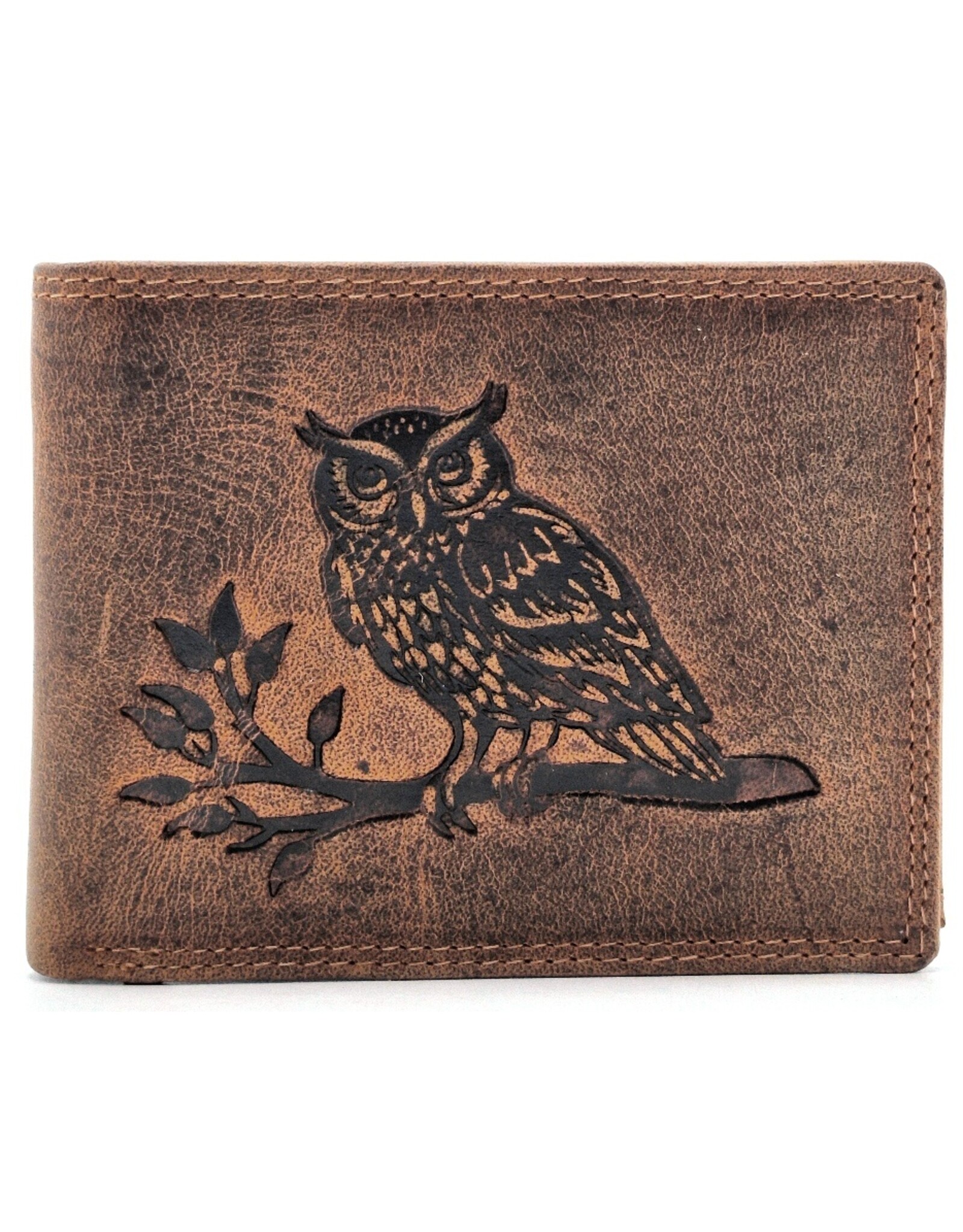 Leather Fox Leren Portemonnees - Leren Portemonnee met Uil (horizontaal)