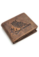 Leather Fox Leather Wallets - Leather Wallet with Owl (horizontal)