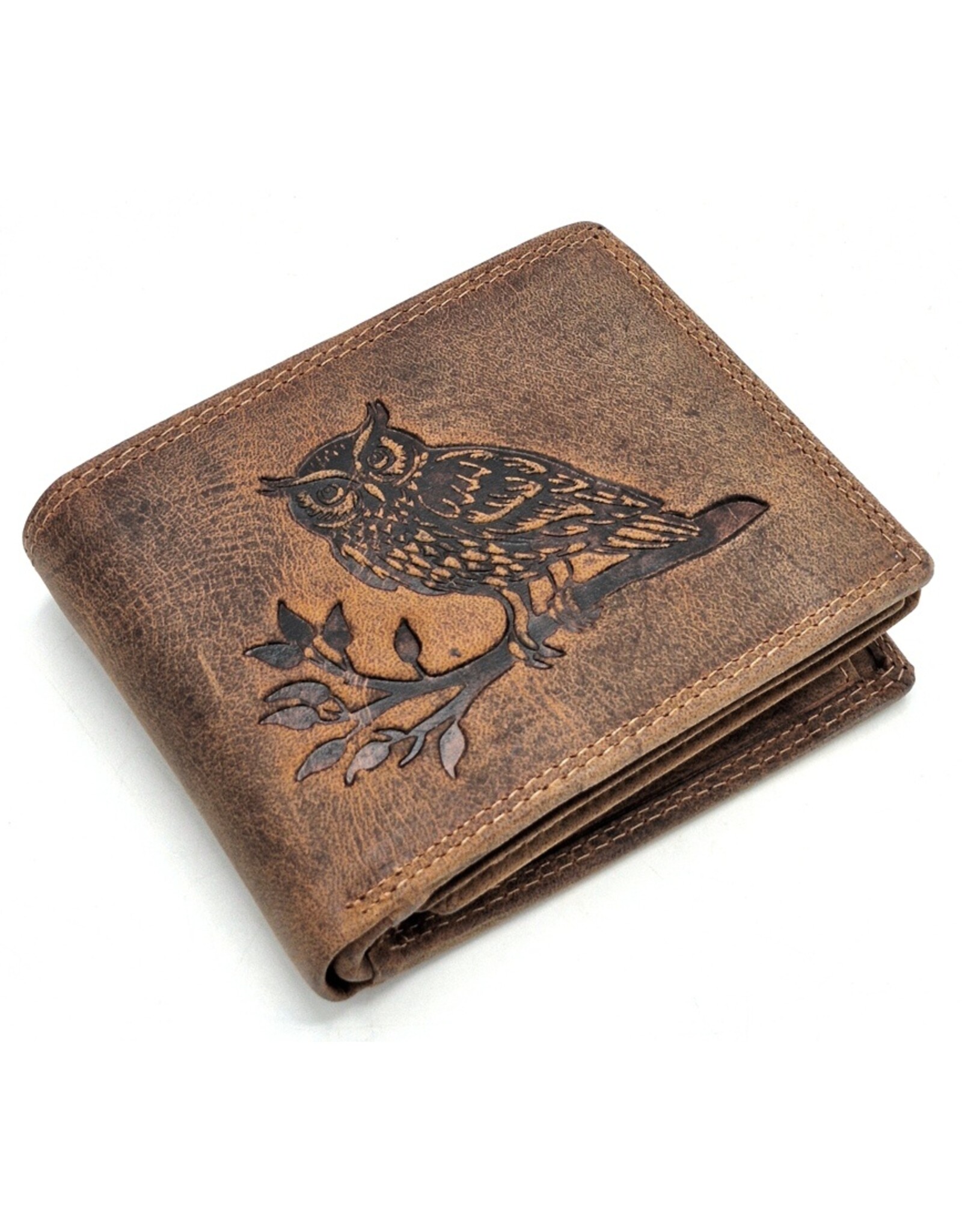 Leather Fox Leather Wallets - Leather Wallet with Owl (horizontal)