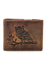 Leather Fox Leather Wallets - Leather Wallet with Owl (horizontal)