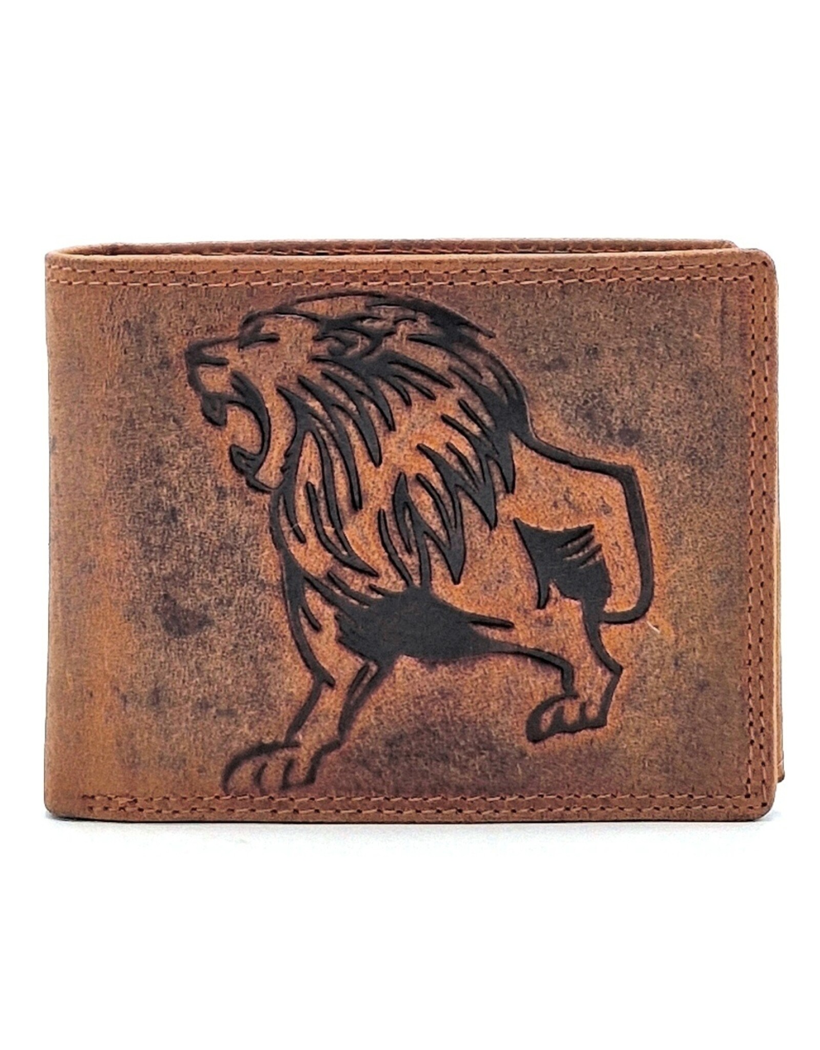 Leather Fox Leather Wallets - LeatherWallet with Lion (buffalo leather)