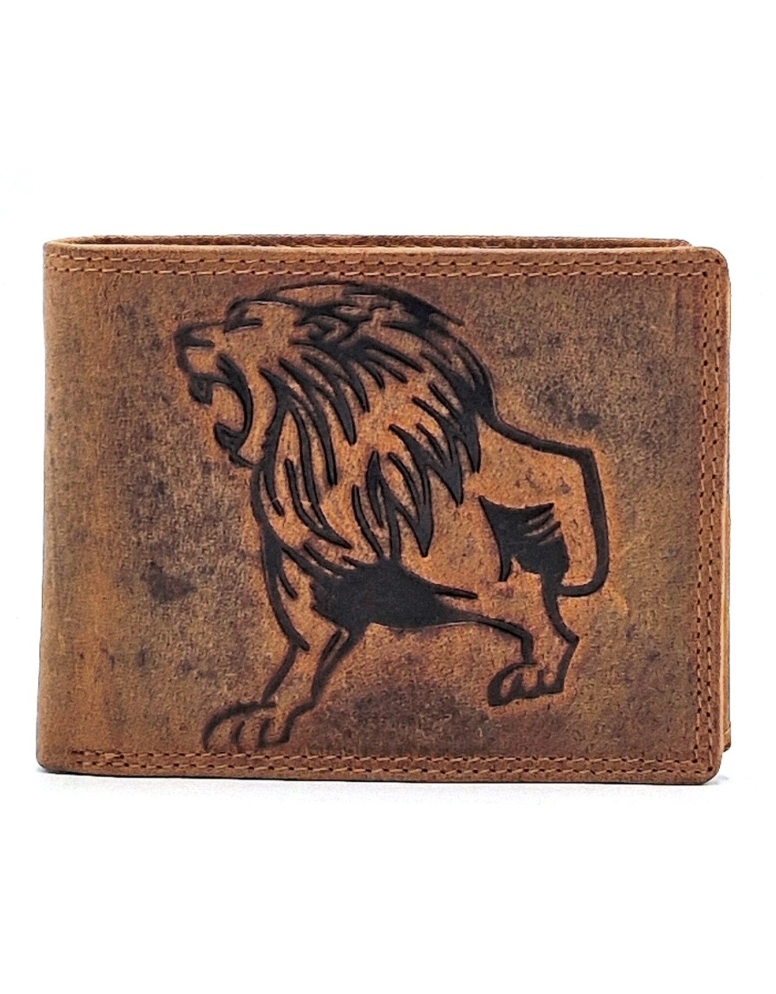 Leather Fox Leather Wallets - LeatherWallet with Lion (buffalo leather)
