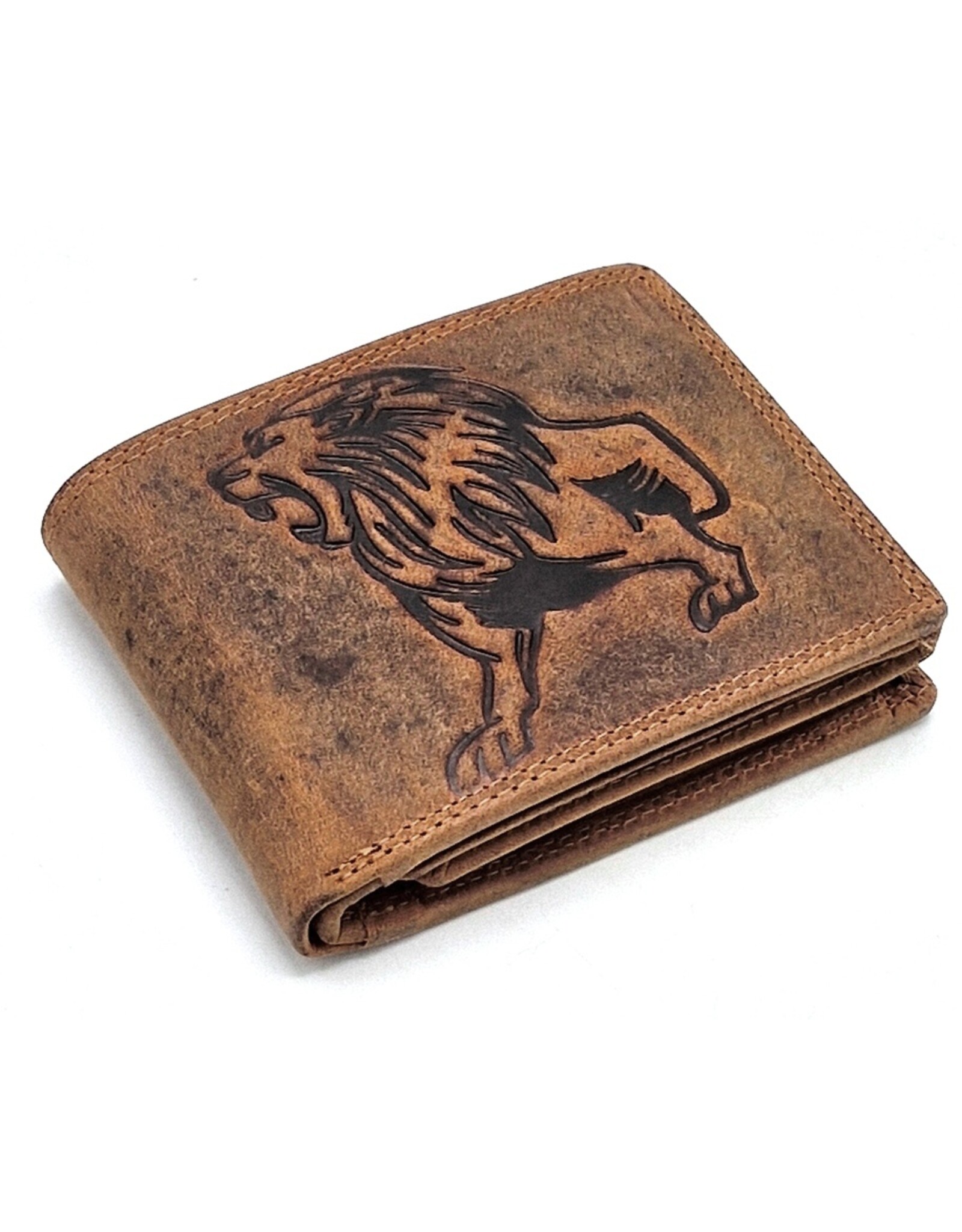 Leather Fox Leather Wallets - LeatherWallet with Lion (buffalo leather)
