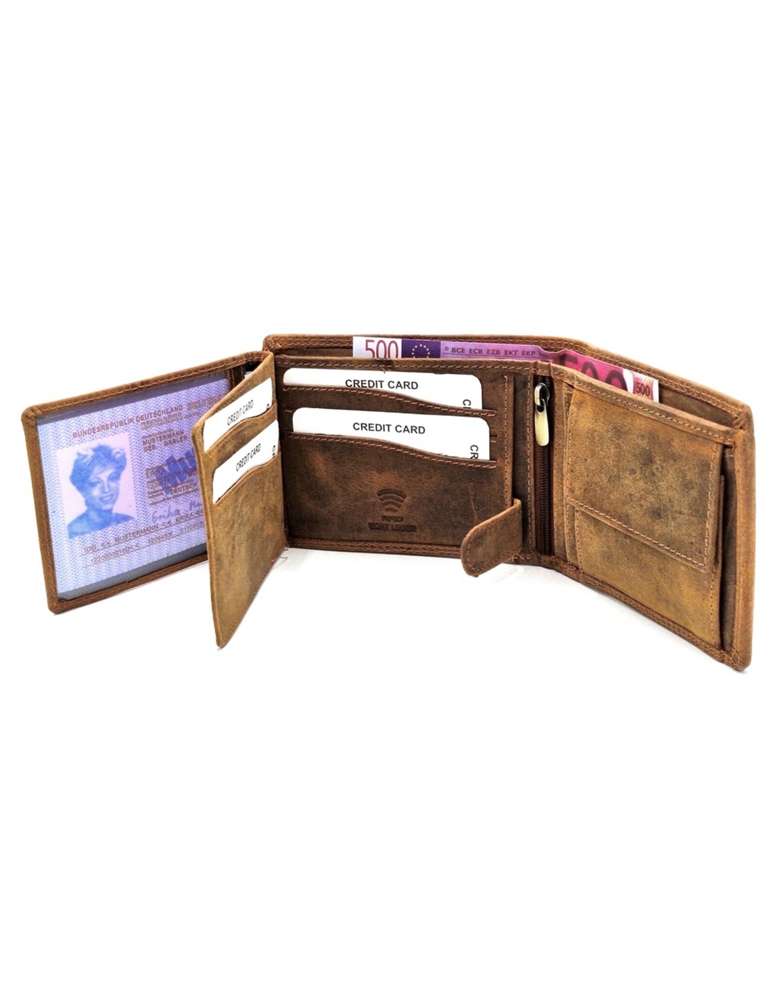 Leather Fox Leren Portemonnees - Leren Portemonnee met Leeuw (buffelleer)