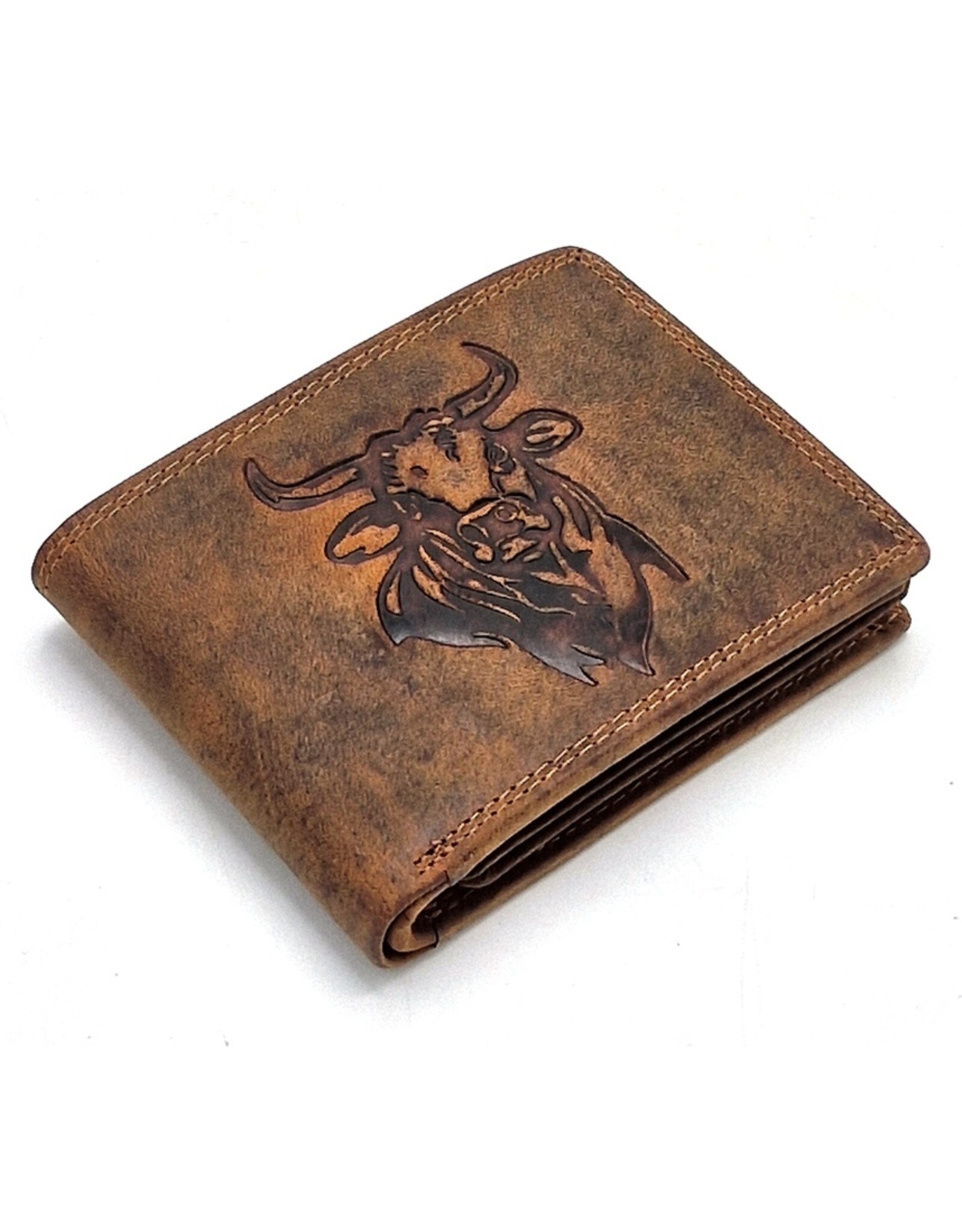 Leather Fox Leather Wallets - Leather Wallet with Bull's Head