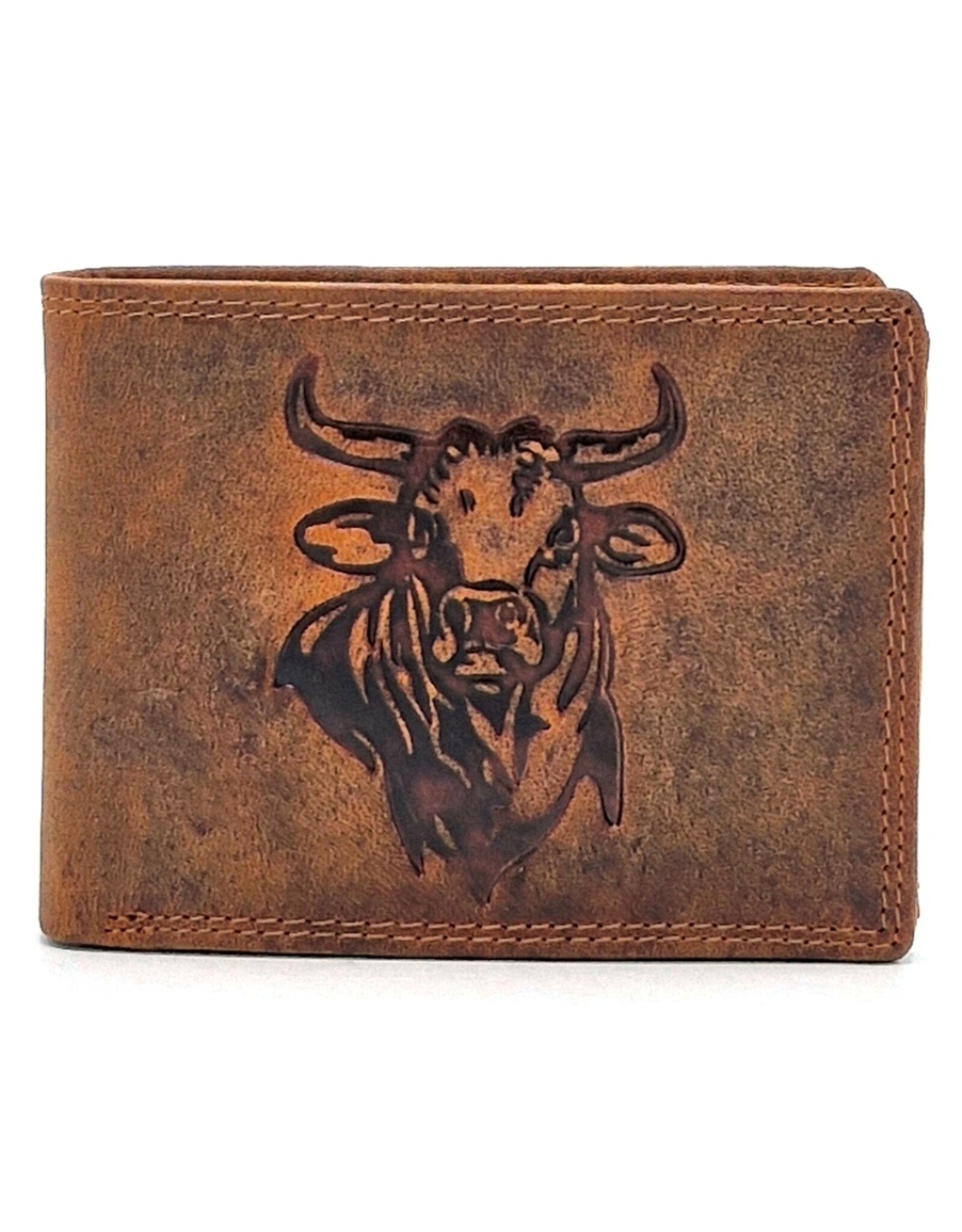 Leather Fox Leather Wallets - Leather Wallet with Bull's Head