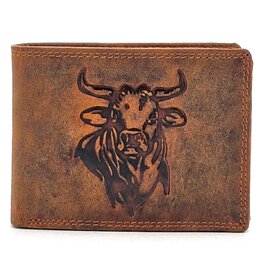 Leather Fox Leather Wallet with Bull's Head