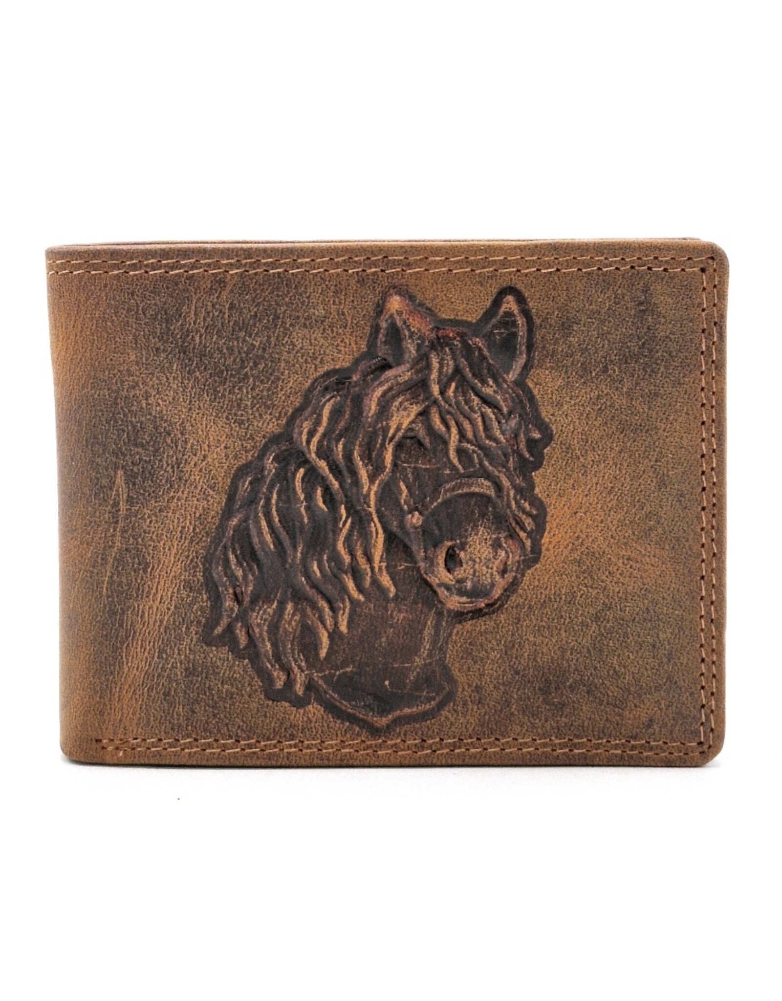 Hutmann Leather Wallets - Leather wallet with embossed Horse head