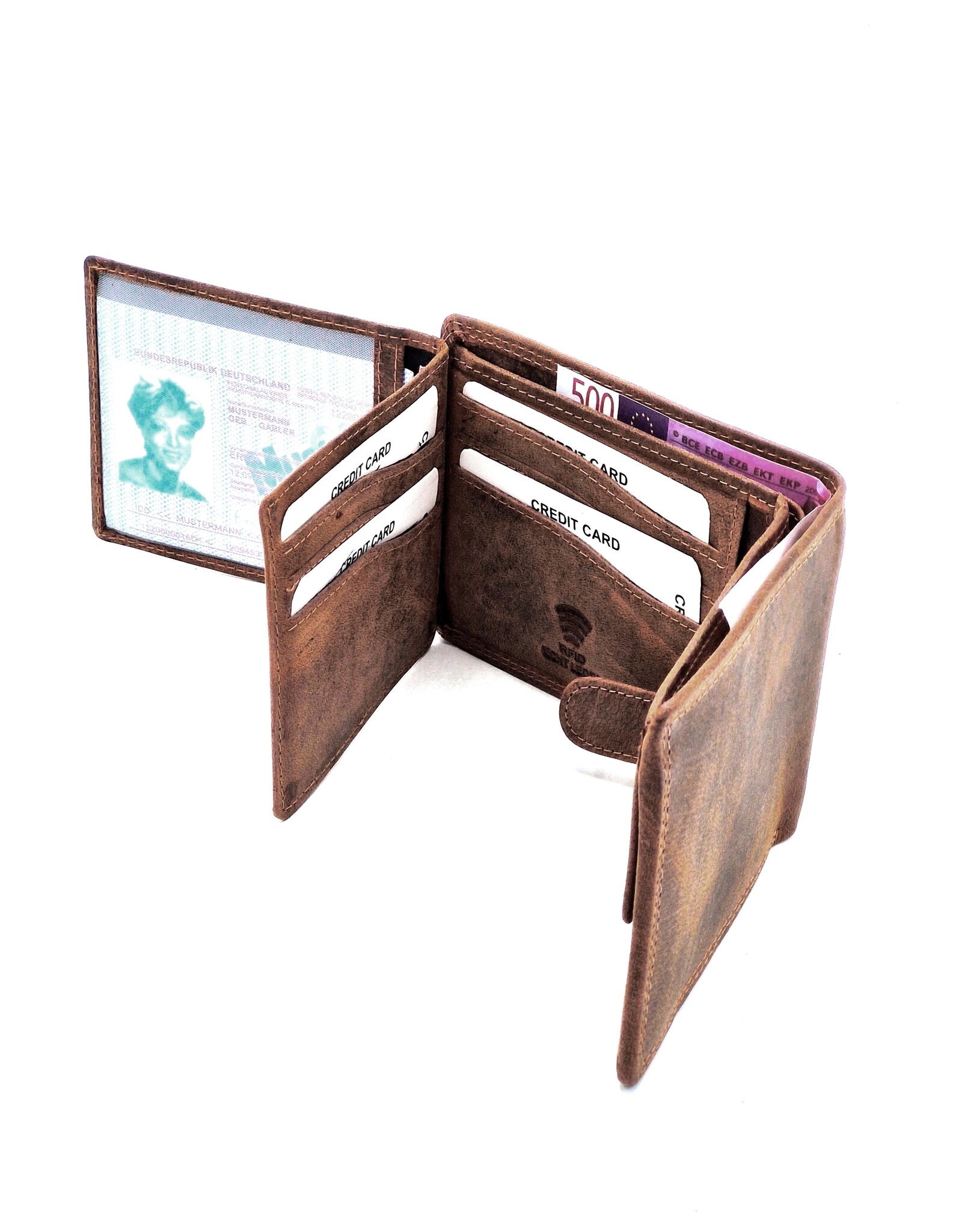 Hutmann Leather Wallets - Leather wallet with embossed Horse head