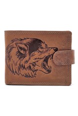 LW Leather Wallets - Leather Wallet with Wolf's Head