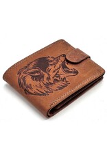 LW Leather Wallets - Leather Wallet with Wolf's Head
