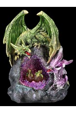 VG Giftware & Lifestyle - Dragons on Rock Crystal Geode with LED Light 21cm