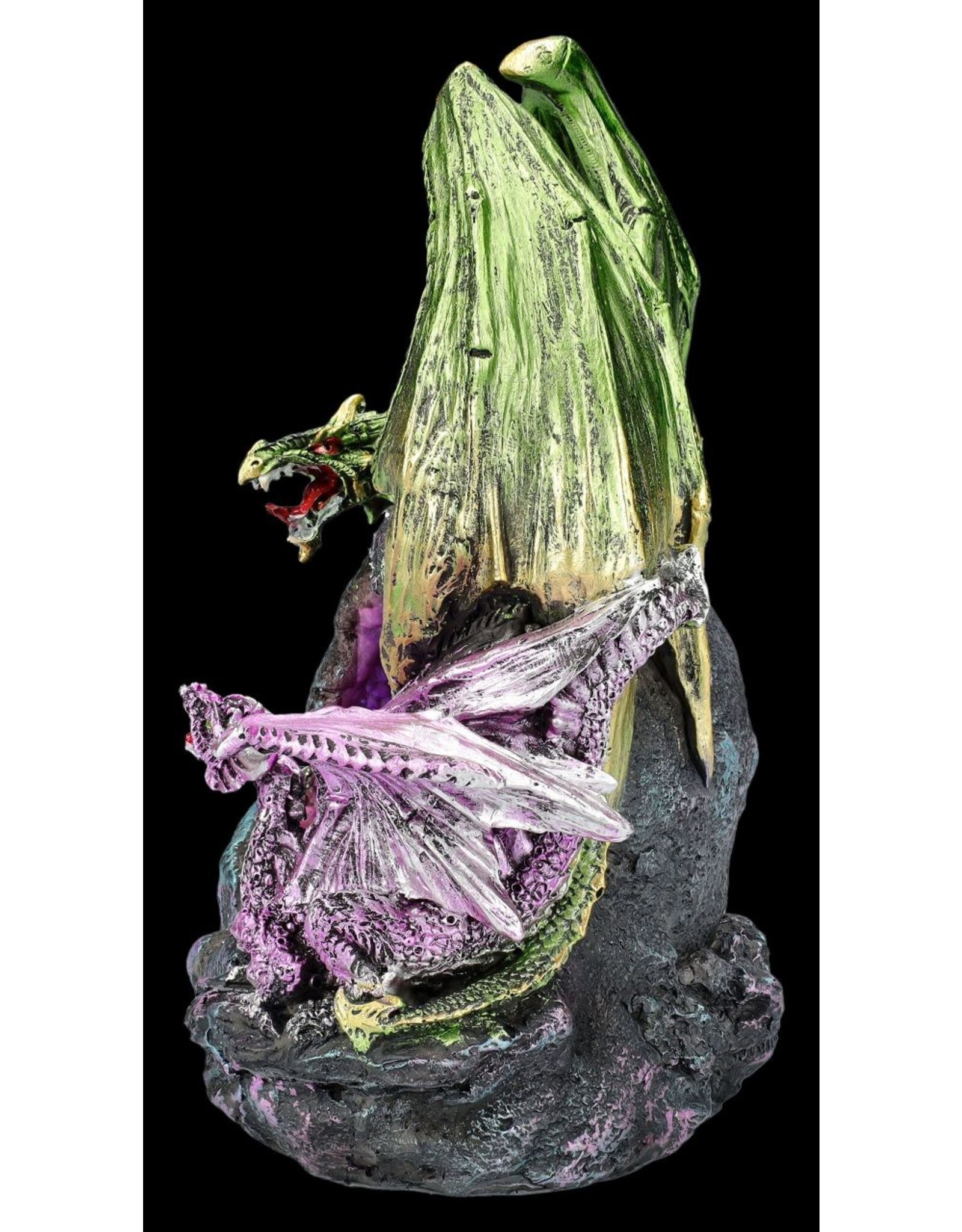 VG Giftware & Lifestyle - Dragons on Rock Crystal Geode with LED Light 21cm