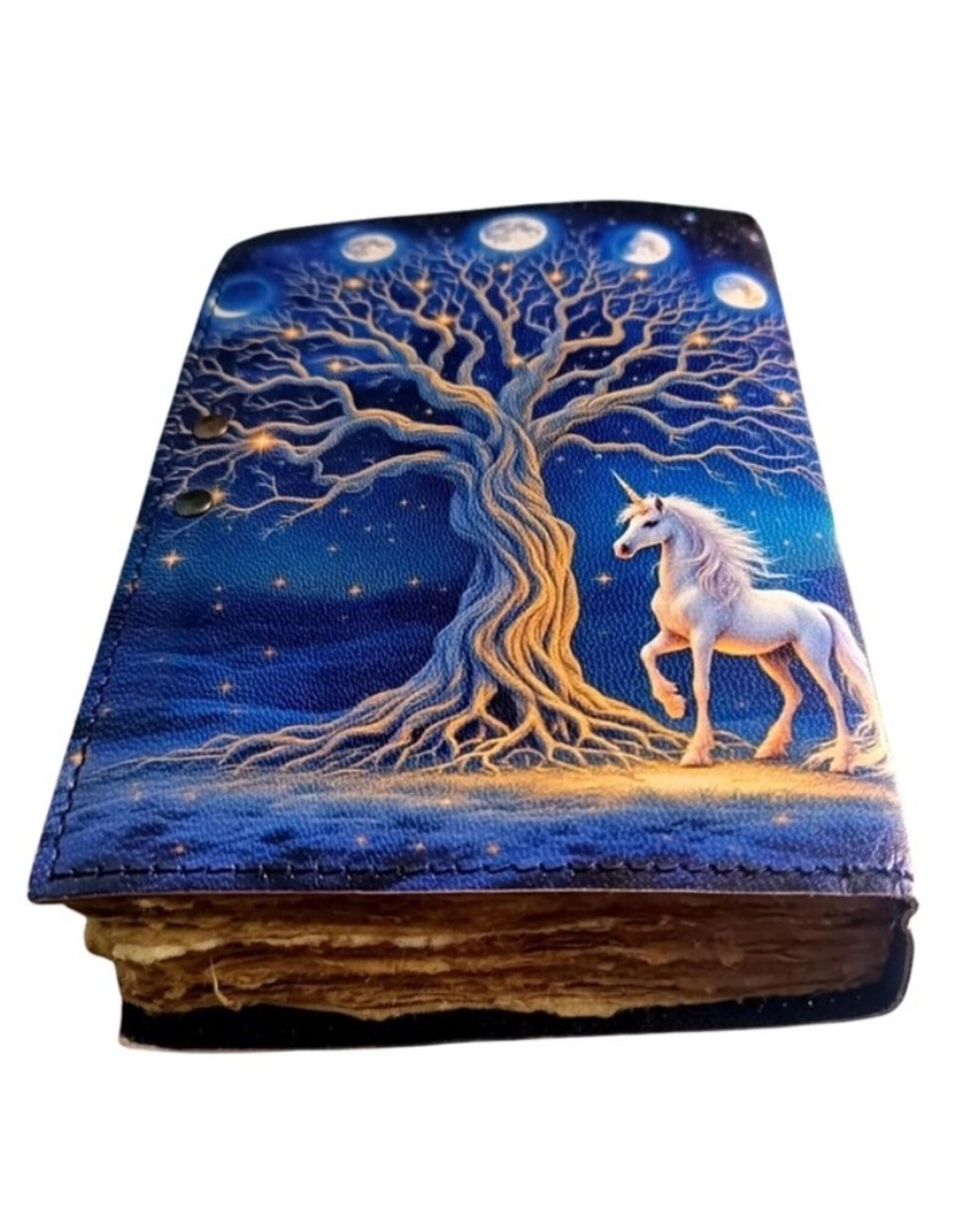 BB Miscellaneous - Unicorn en Maanfasen Leren Dagboek  18 x 13cm