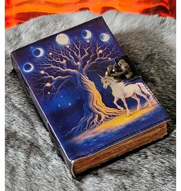 BB Unicorn en Maanfasen Leren Dagboek  18 x 13cm