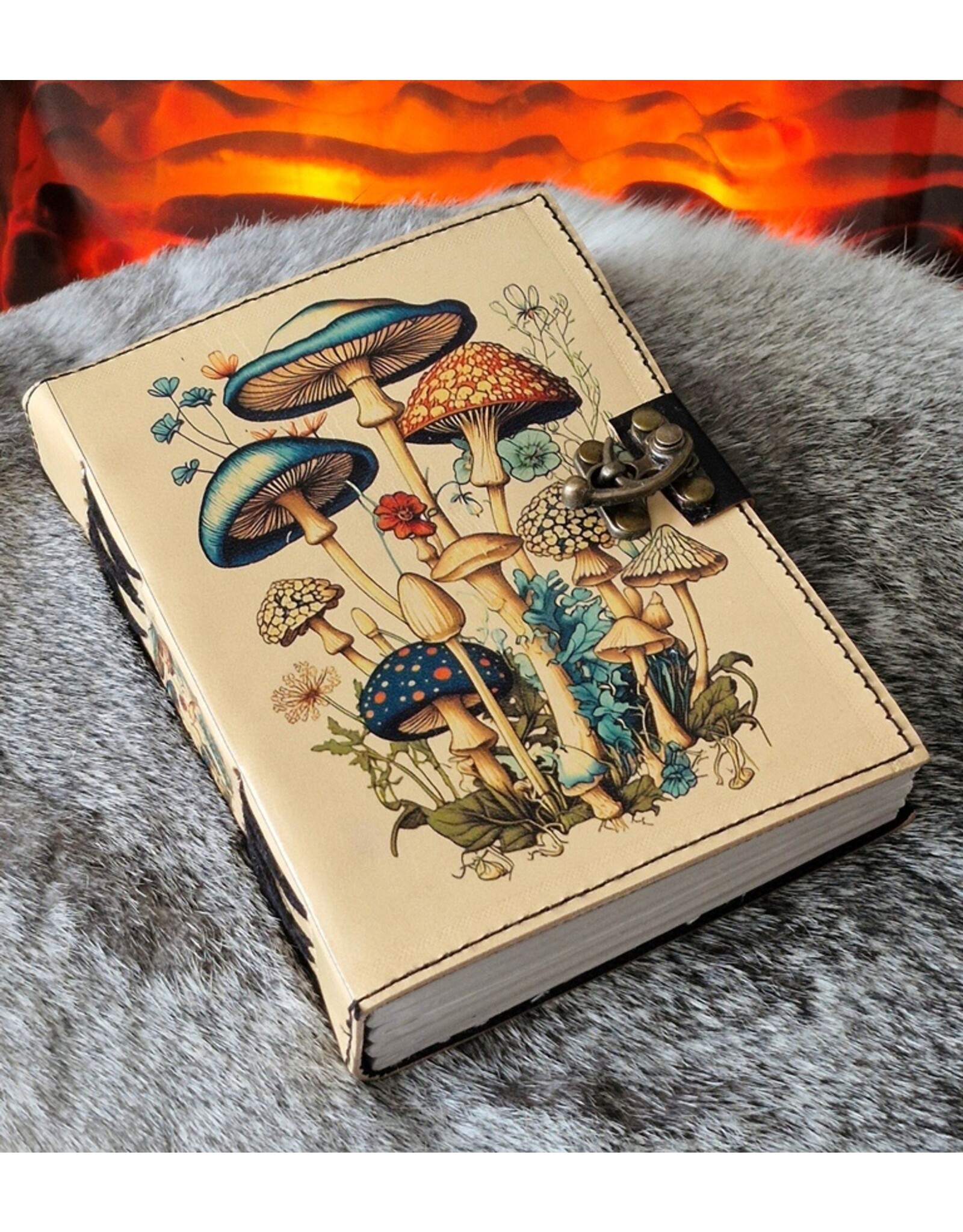 BB Miscellaneous - Leather Journal Magic Mushrooms 18cm  x  13cm