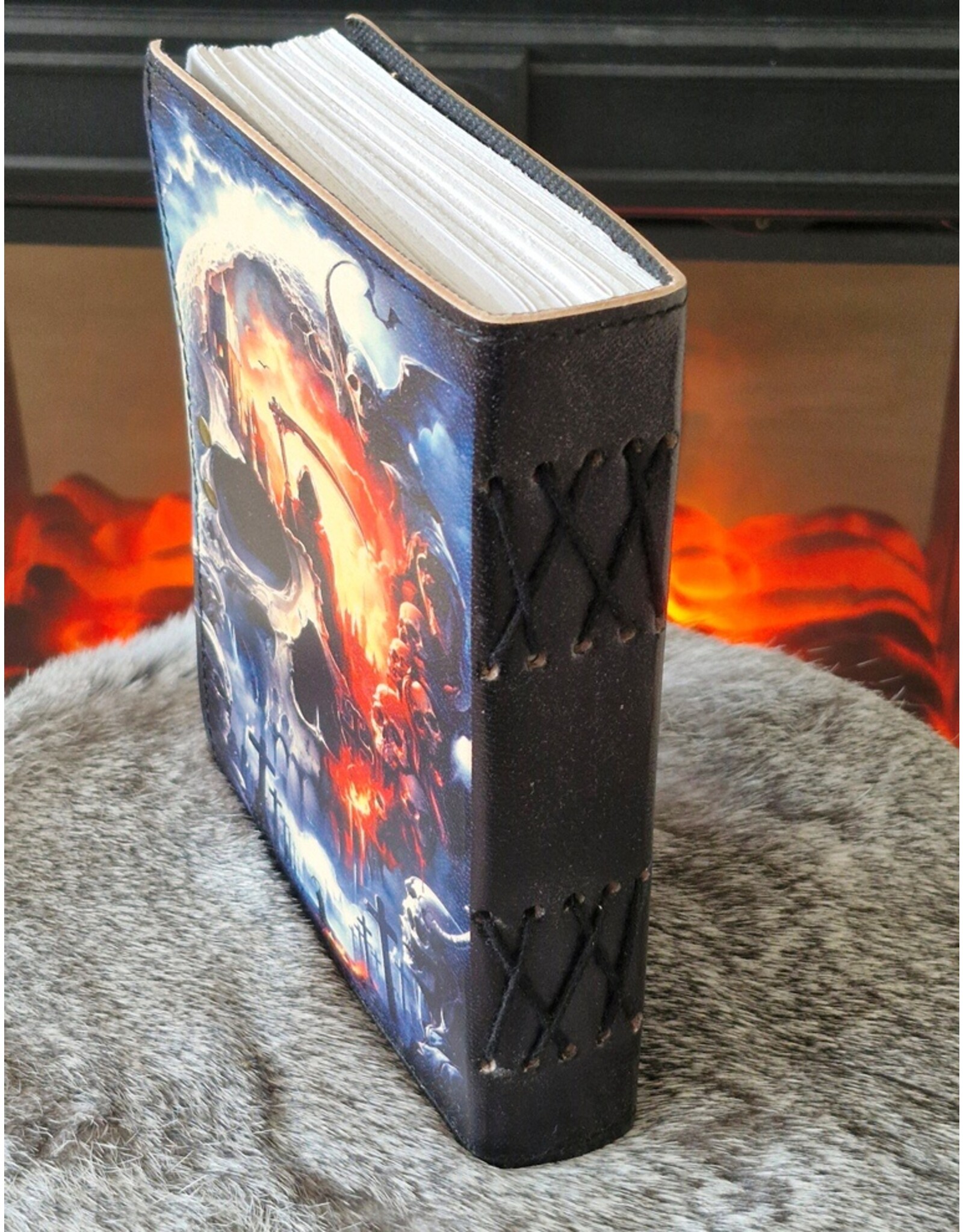 BB Miscellaneous - Skull Grim Reaper Leren Dagboek 18x13cm