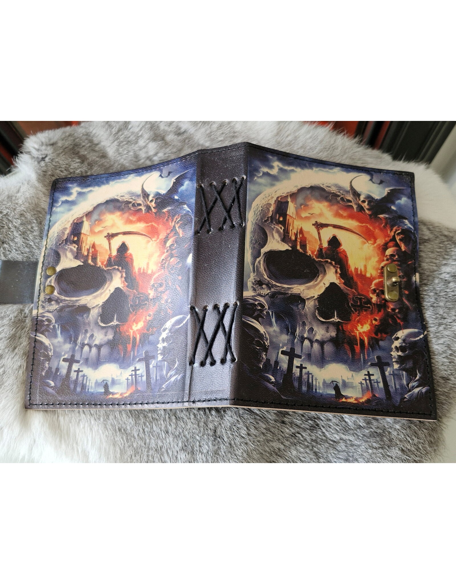 BB Miscellaneous - Skull Grim Reaper Leren Dagboek 18x13cm