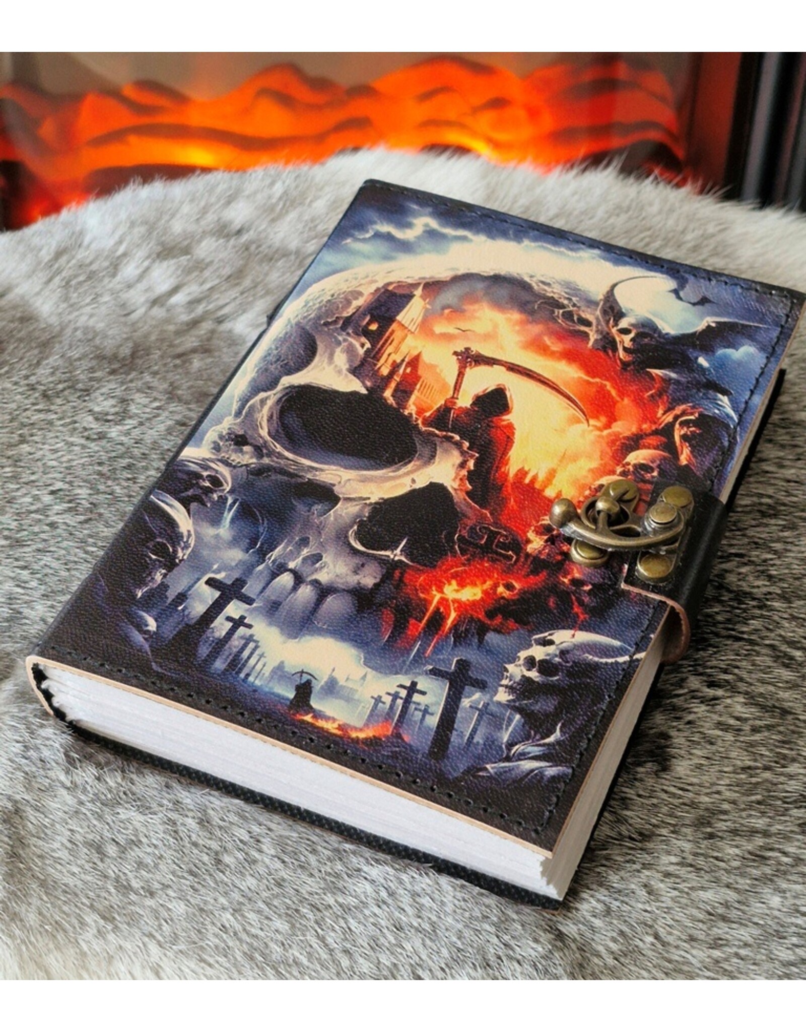 BB Miscellaneous - Skull Grim Reaper Leren Dagboek 18x13cm