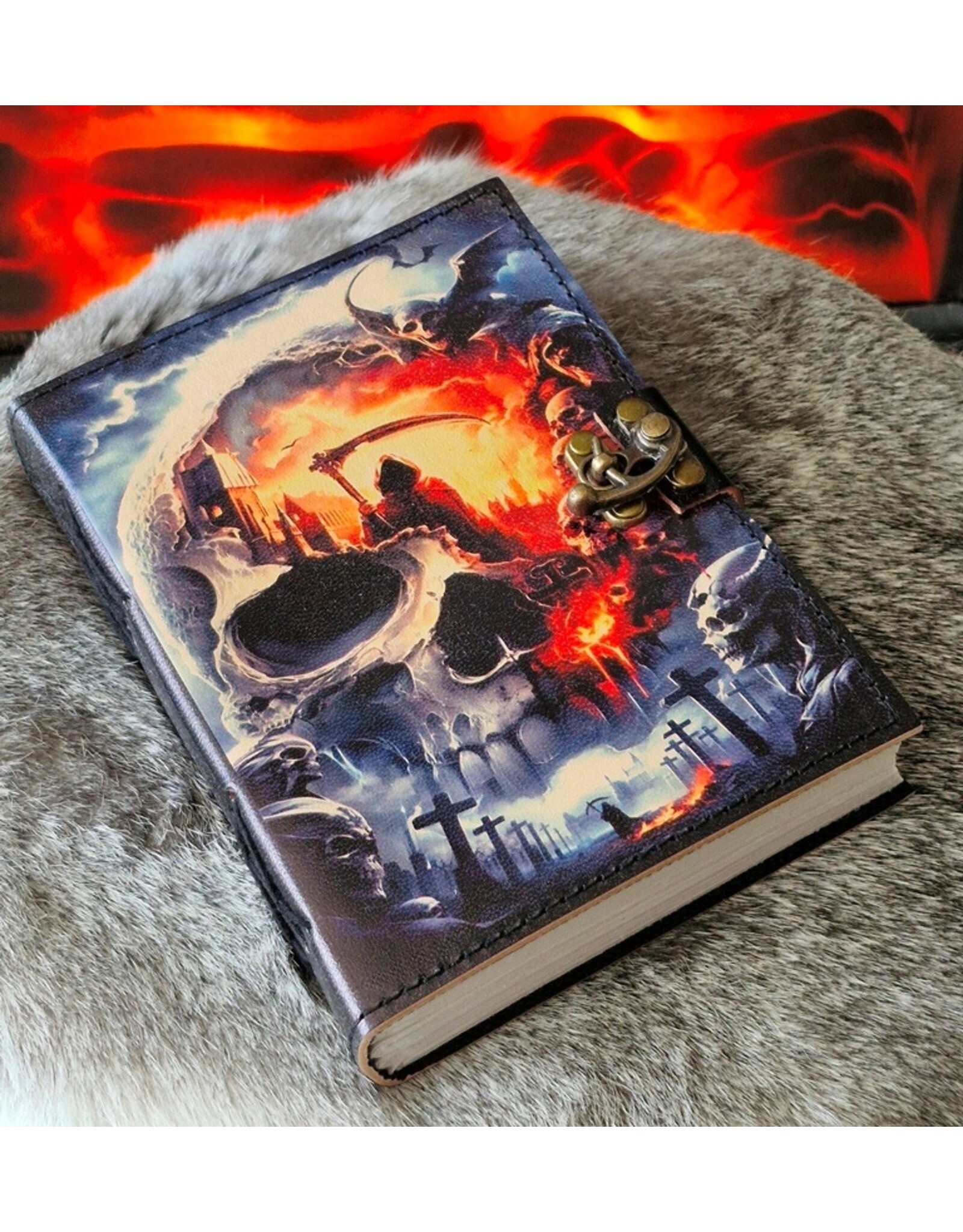 BB Miscellaneous - Skull Grim Reaper Leren Dagboek 18x13cm