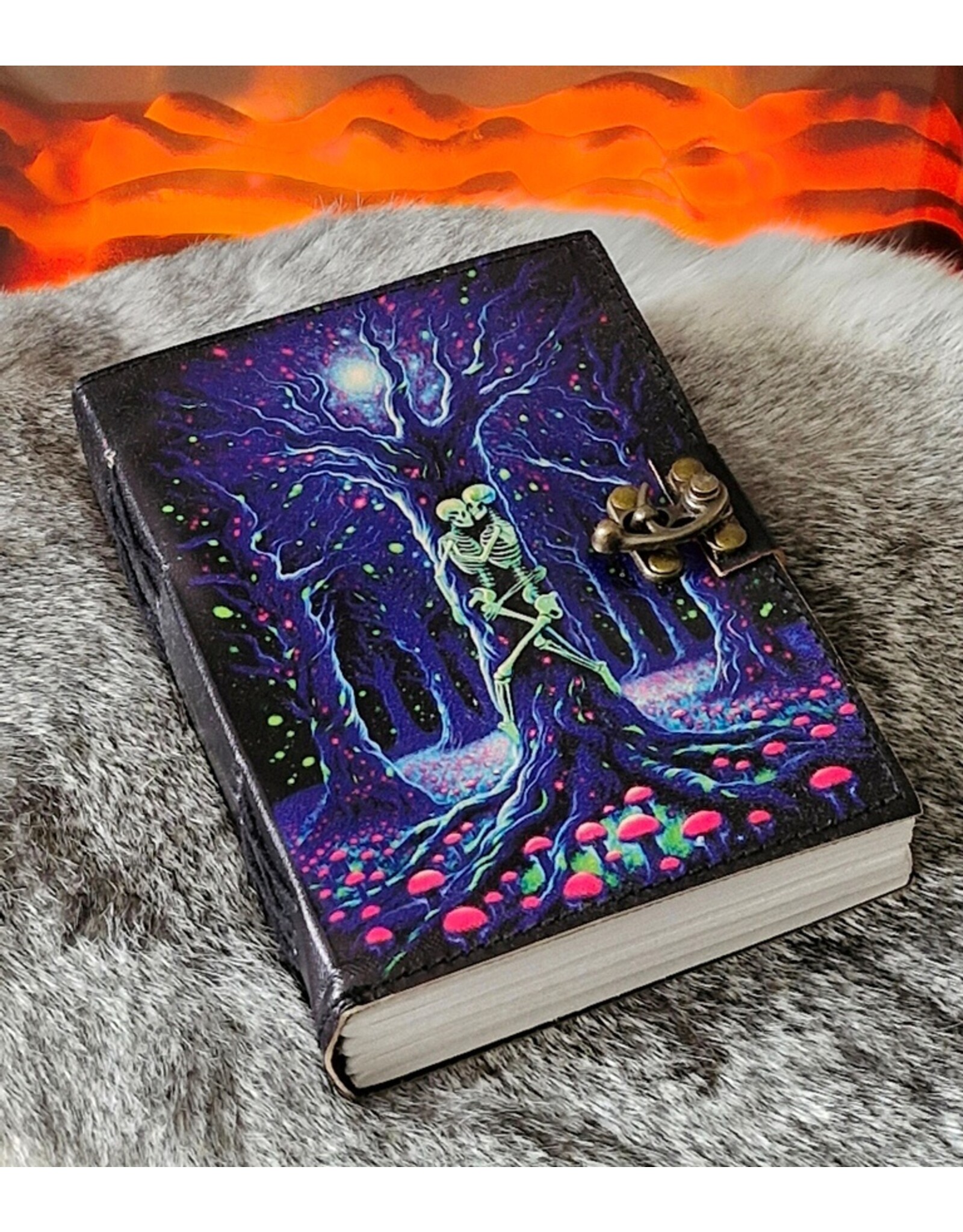 BB Miscellaneous - Neon Lovers Skeletten Leren Dagboek  18x13cm