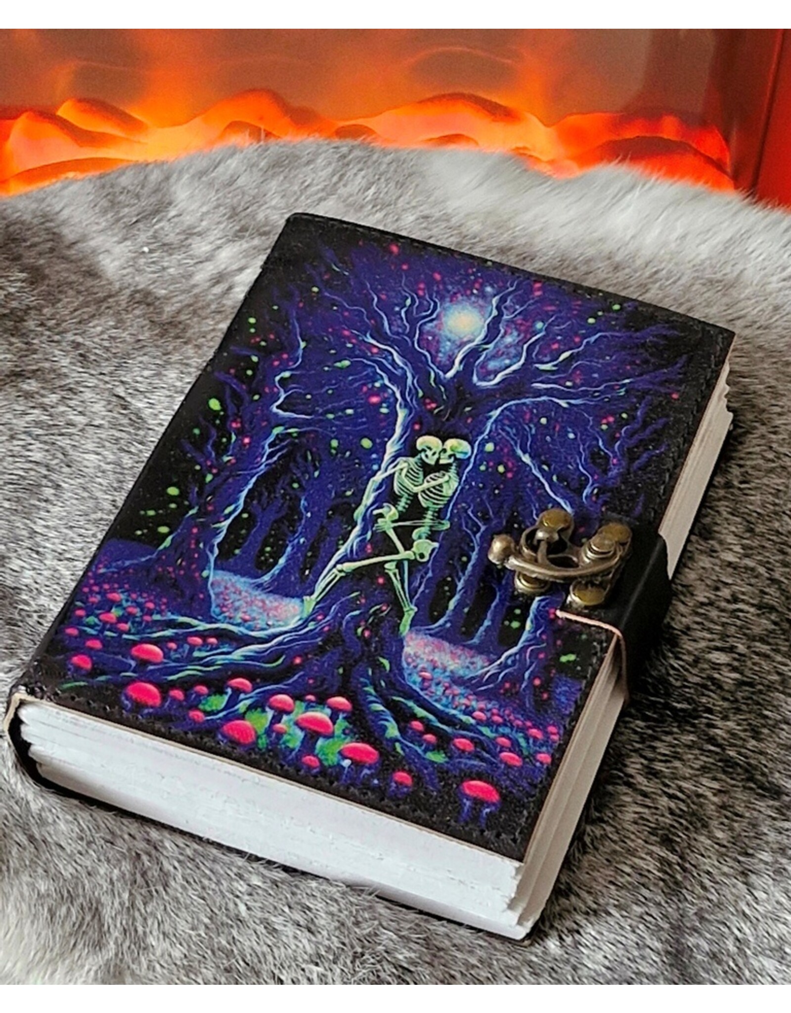 BB Miscellaneous - Neon Lovers Skeletons Leather Journal 18x13cm