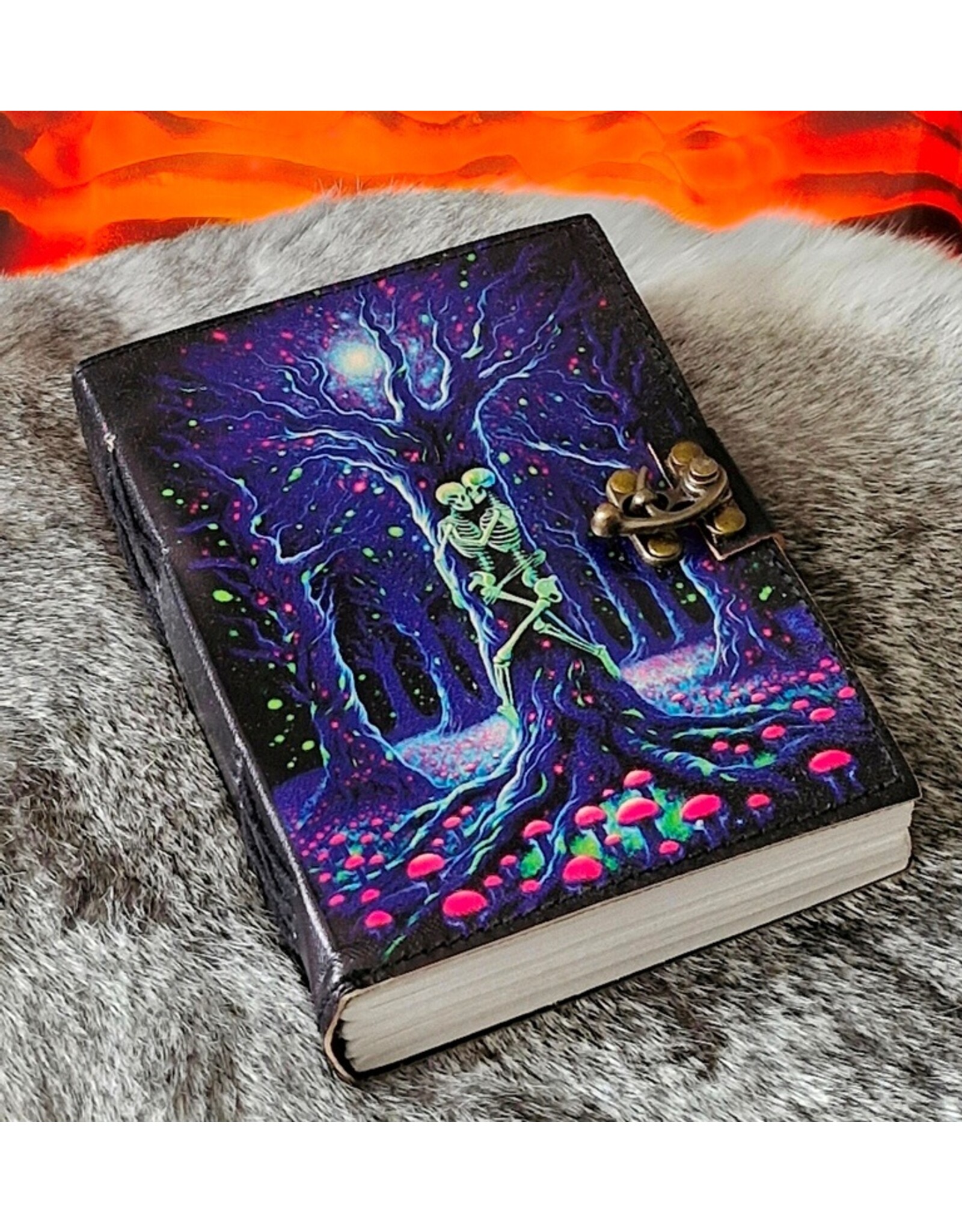 BB Miscellaneous - Neon Lovers Skeletons Leather Journal 18x13cm