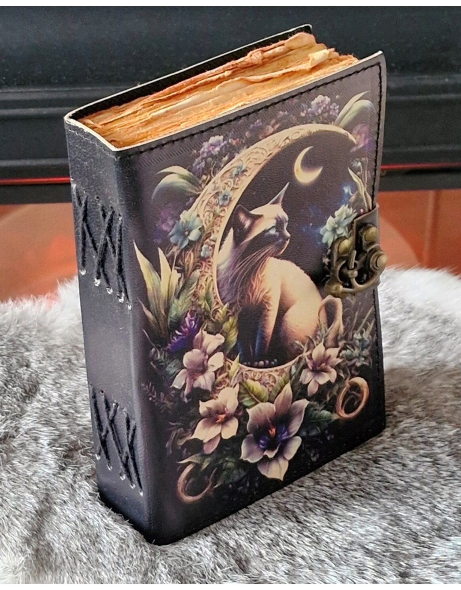 BB Miscellaneous - Cat on the Crescent Leather Journal 18x13cm