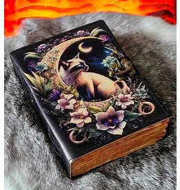 BB Kat op de halvemaan Leren Dagboek 18x13cm