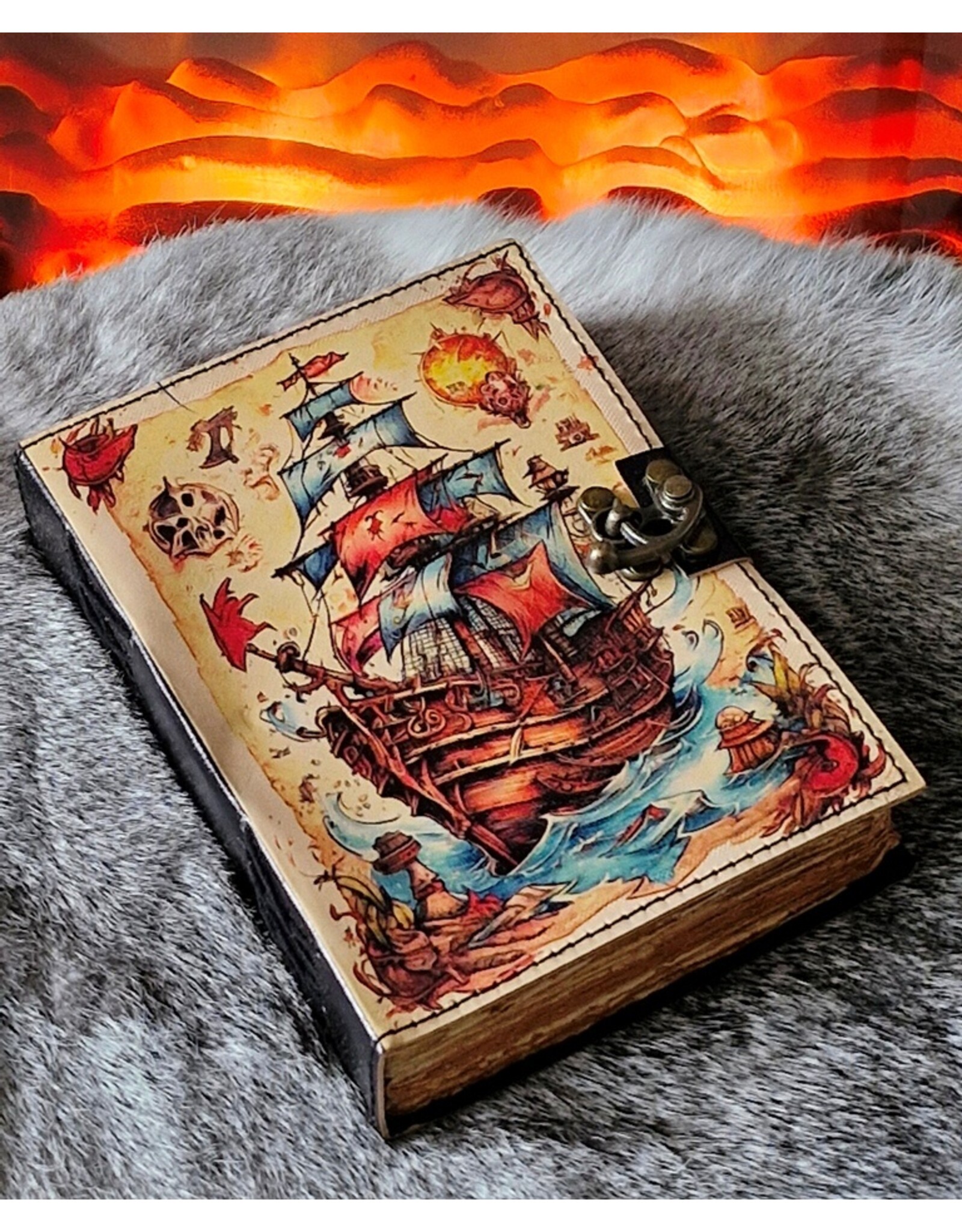 BB Miscellaneous - Pirate Ship Leather Journal 18x13cm