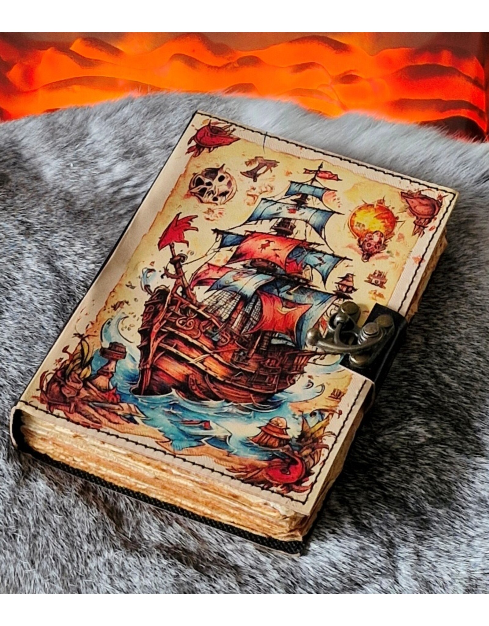 BB Miscellaneous - Pirate Ship Leather Journal 18x13cm