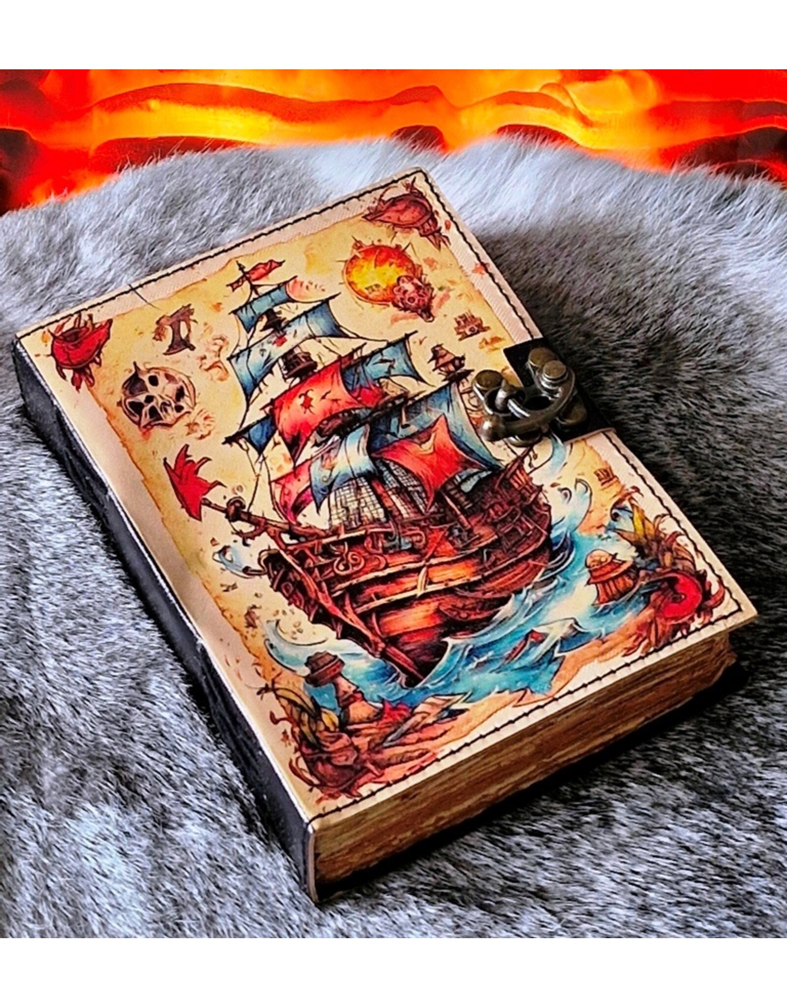 BB Miscellaneous - Pirate Ship Leather Journal 18x13cm
