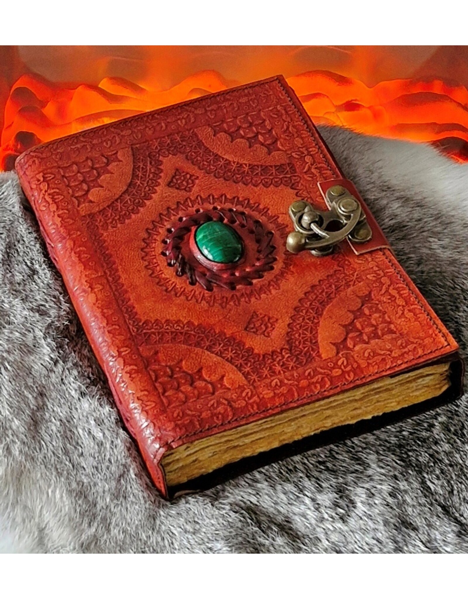 BB Miscellaneous - Vintage Leather Journal with Green Stone