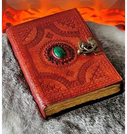 BB Leather Journal with Green Stone 21 x 15.5cm