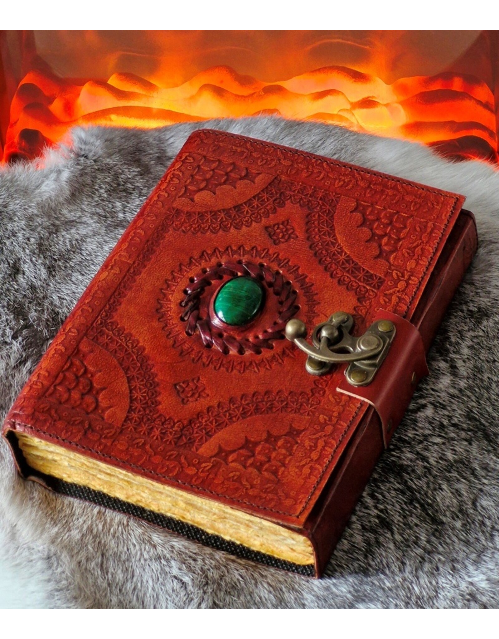 BB Miscellaneous - Vintage Leather Journal with Green Stone