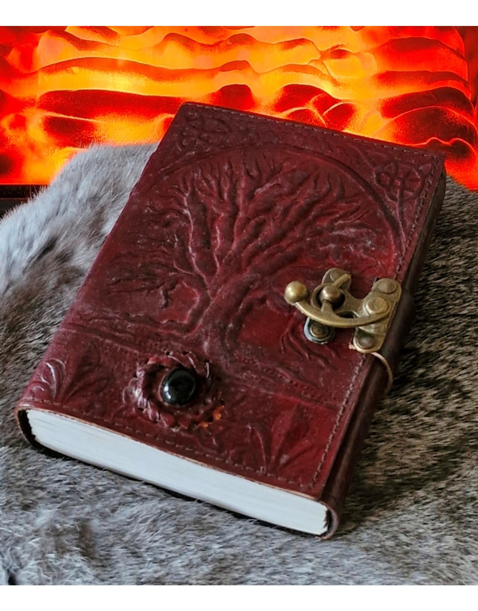 Urban Leather Vintage leren dagboek met levensboom hart print en sleutel, notitieboek met oude, ongelinieerde rand en handgemaakte pagina's, cadeau voor mannen en vrouwen