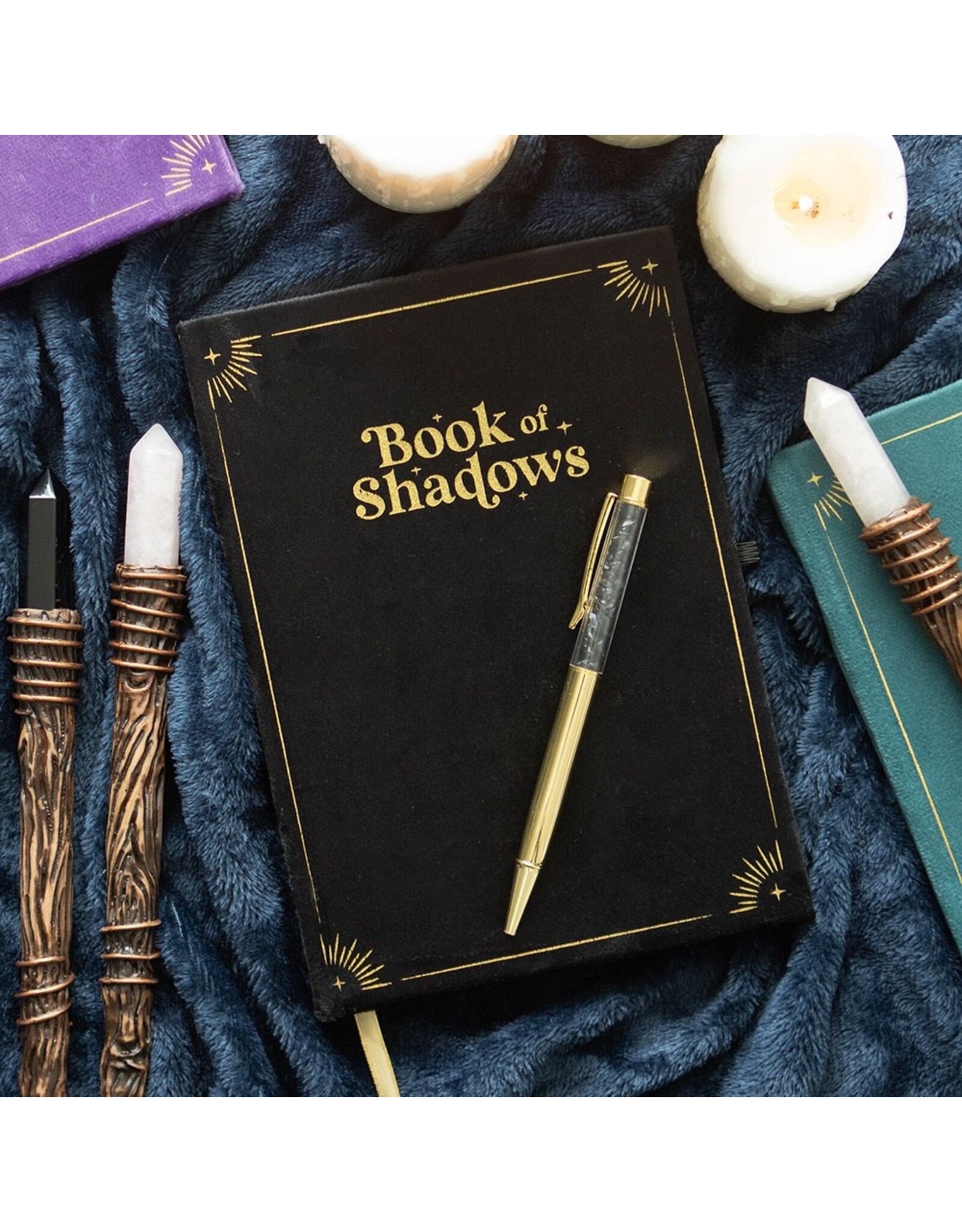 SDW Miscellaneous - Book of Shadows Fluwelen Notitieboek met Zwarte Obsidiaan pen