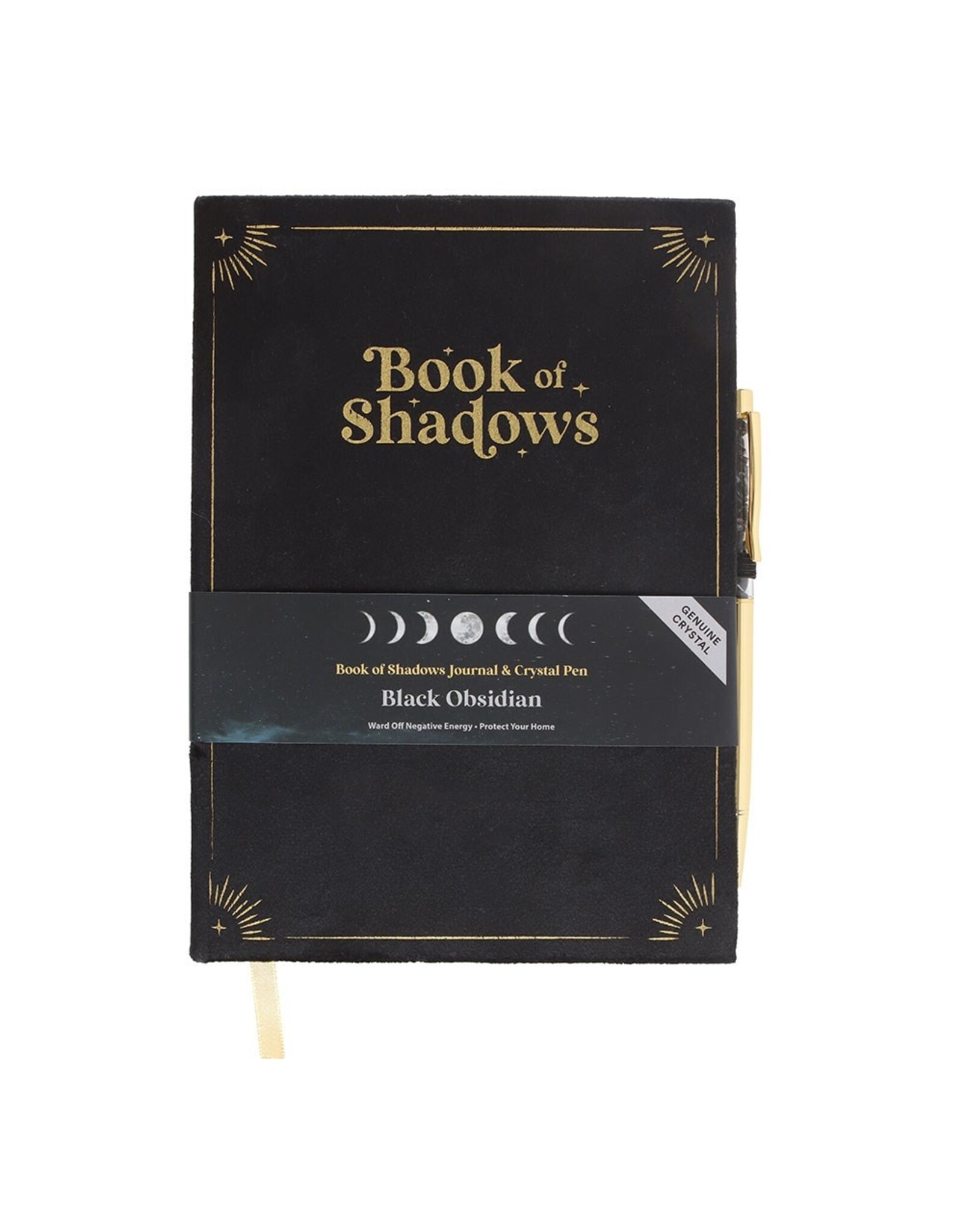 SDW Miscellaneous - Book of Shadows Velvet Journal with Black Obsidian Crystal Pen
