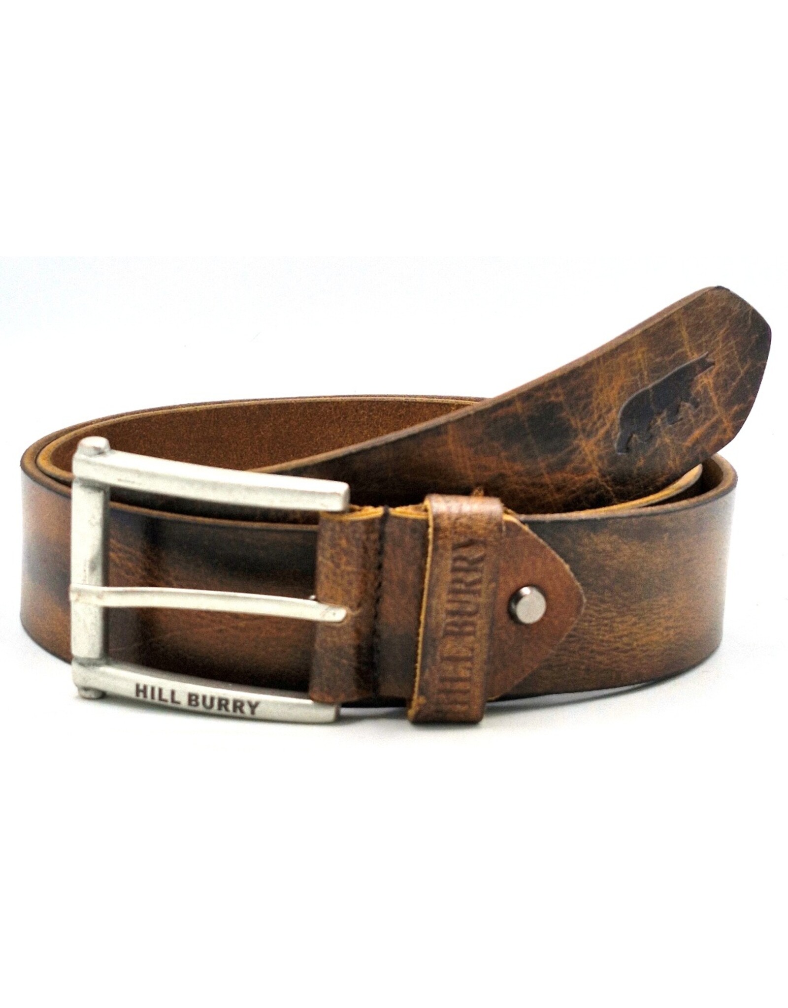 HillBurry Leather belts - HillBurry Leather Belt 4.5cm with Rustic Buckle brown