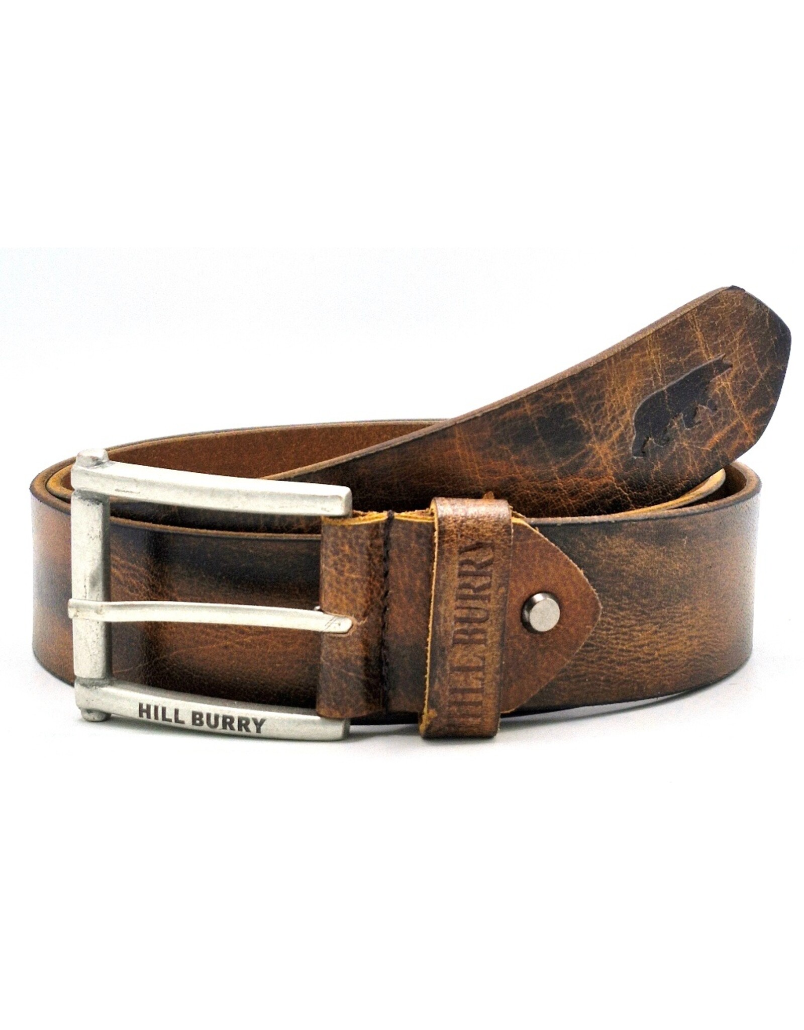 HillBurry Leather belts - HillBurry Leather Belt 4.5cm with Rustic Buckle brown