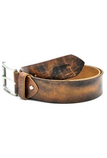 HillBurry Leren riemen - HillBurry Leren Riem 4,5cm met Rustieke Gesp bruin