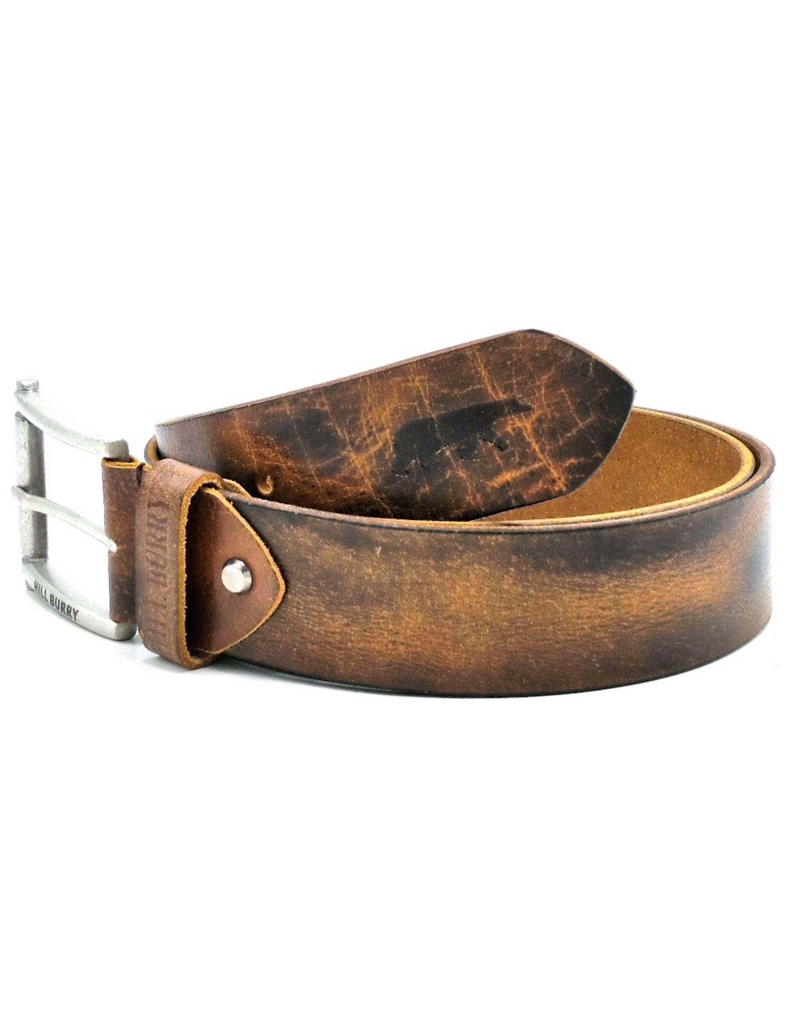 HillBurry Leren riemen - HillBurry Leren Riem 4,5cm met Rustieke Gesp bruin