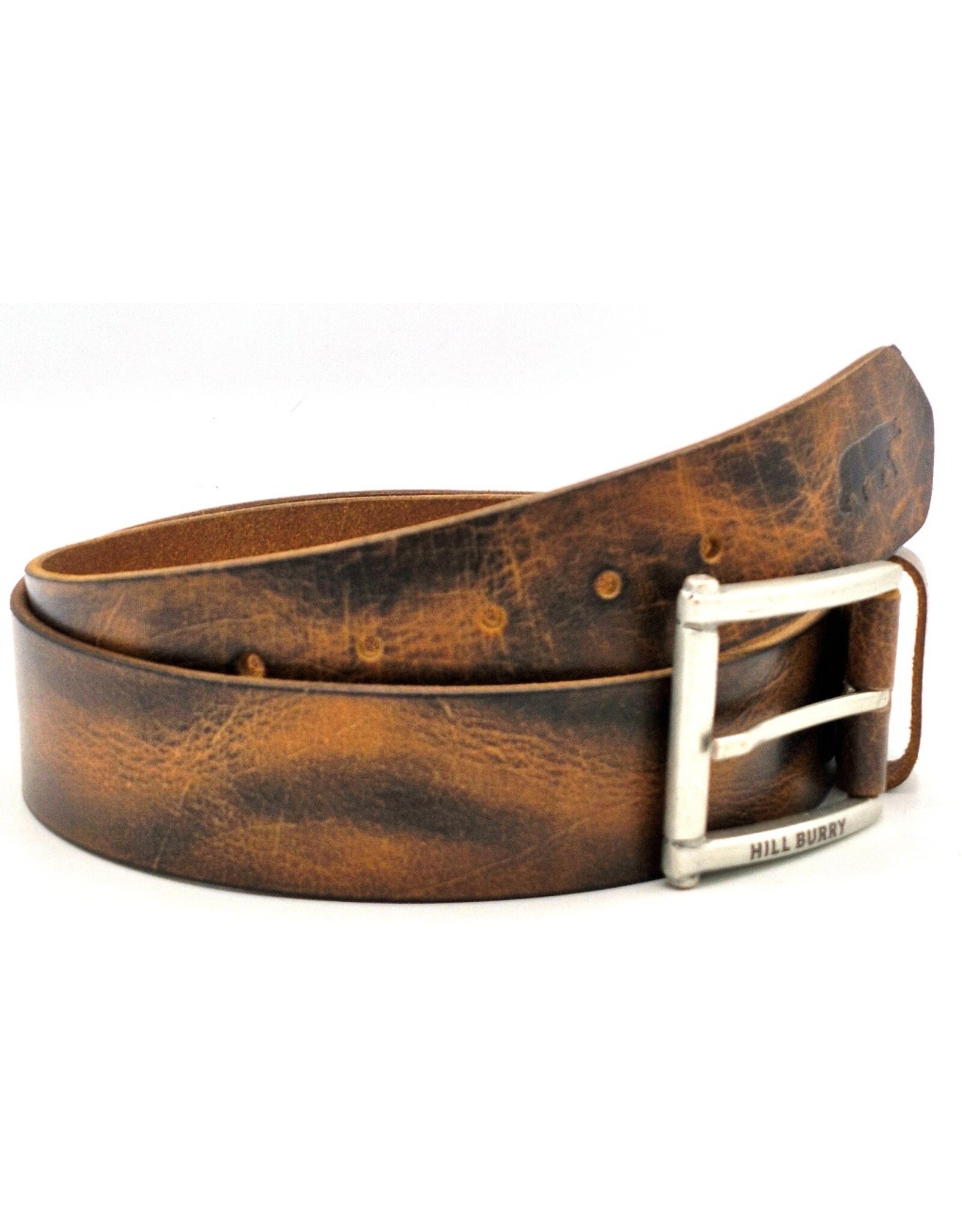 HillBurry Leather belts - HillBurry Leather Belt 4.5cm with Rustic Buckle brown
