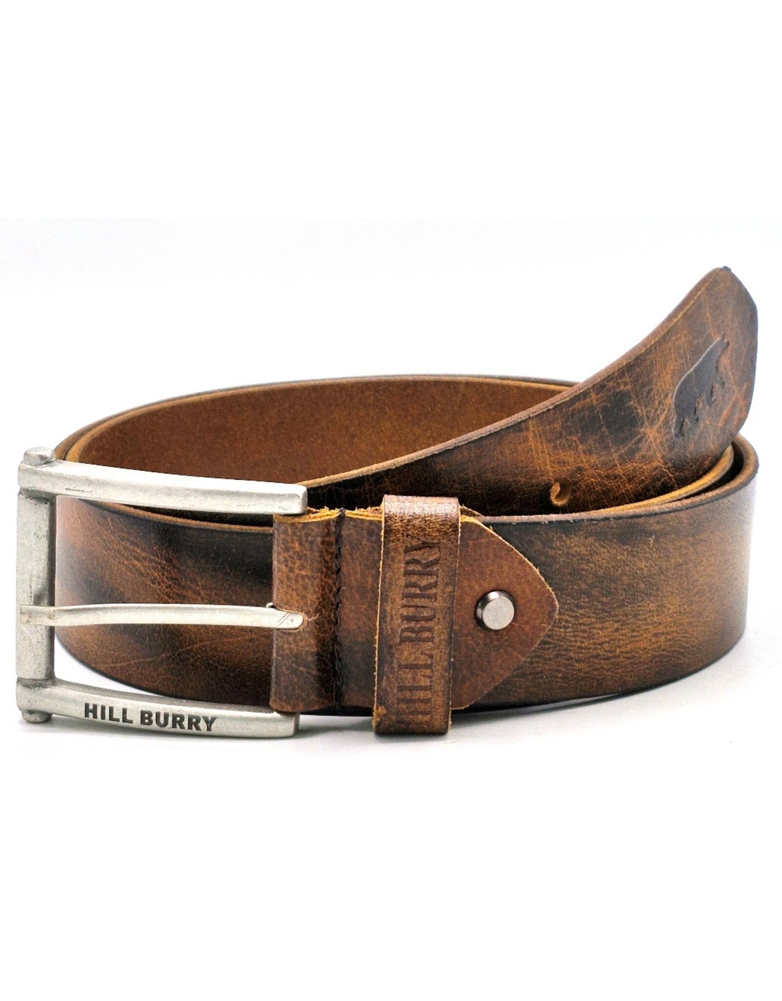 HillBurry Leather belts - HillBurry Leather Belt 4.5cm with Rustic Buckle brown