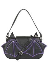 Banned Gothic bags Steampunk bags - Banned Batwing Charm Handbag black/purple