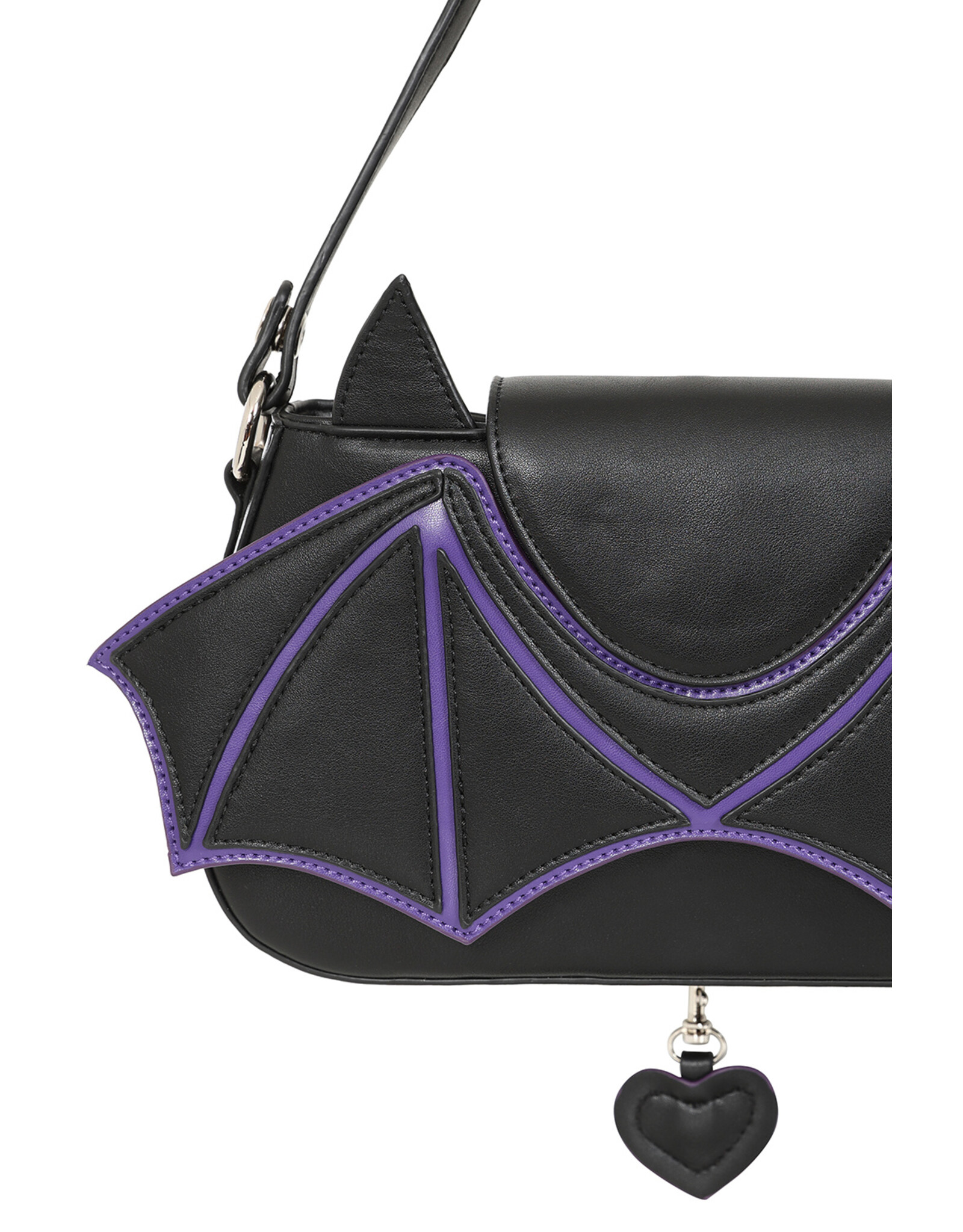 Banned Gothic bags Steampunk bags - Banned Batwing Charm Handbag black/purple